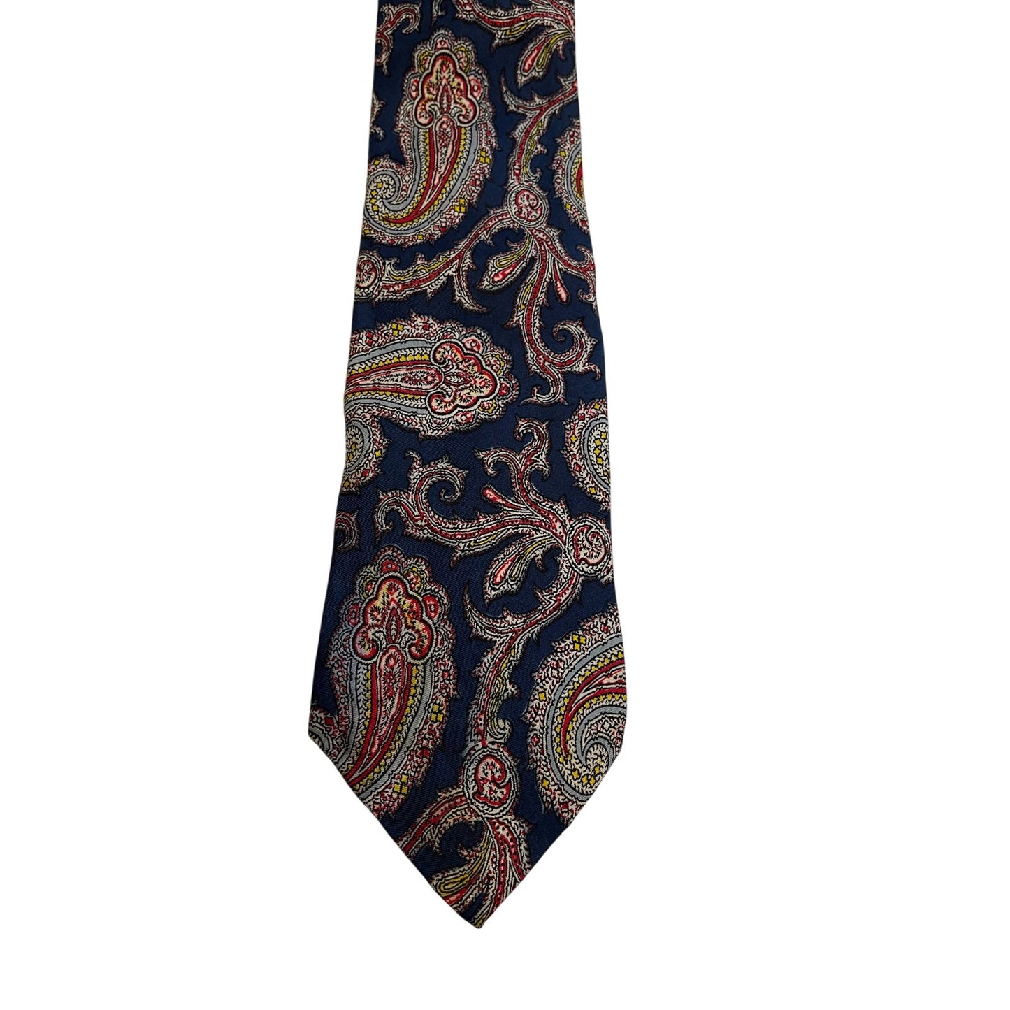 Vintage Bert Pulitzer Blue and Red Paisley Print Pure Silk Necktie
