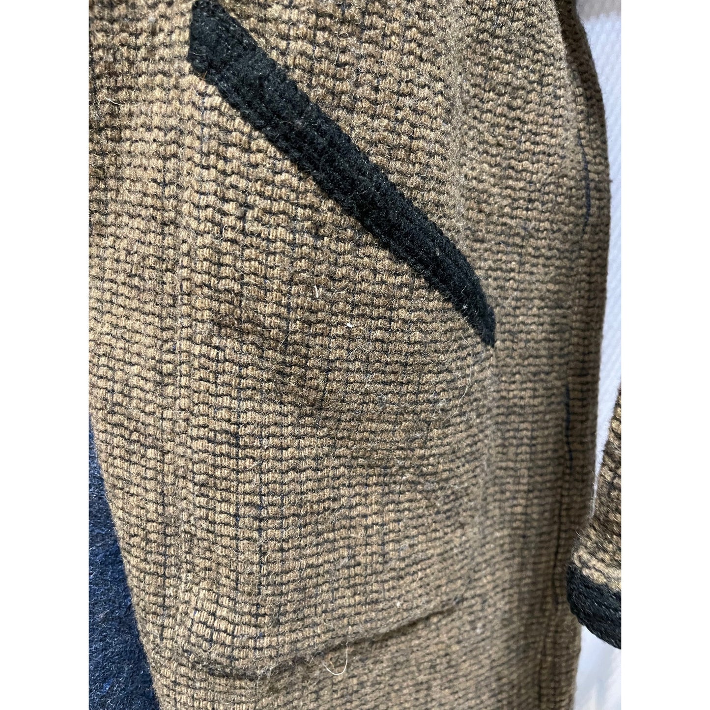 Vintage Long Heavy Woven Handmade Reversible Jacket / Coat - Button Closure