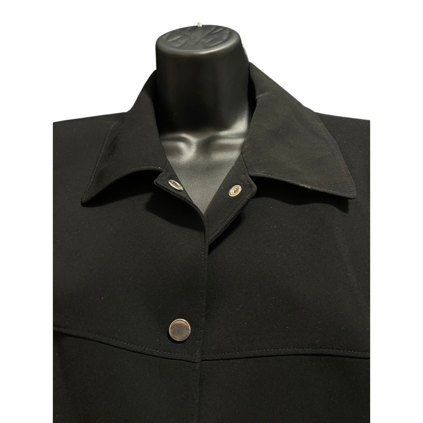 Tahari Black 3 Button Blazer Jacket - Size 12 Zipper Pockets