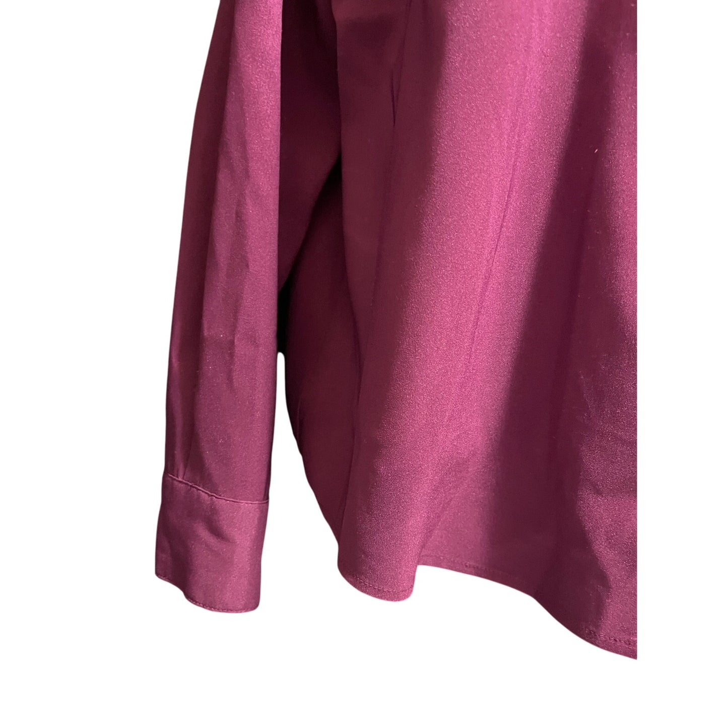 Style & Co. Stretch Fushia Satin Button Up Blouse Gold Buttons - Medium