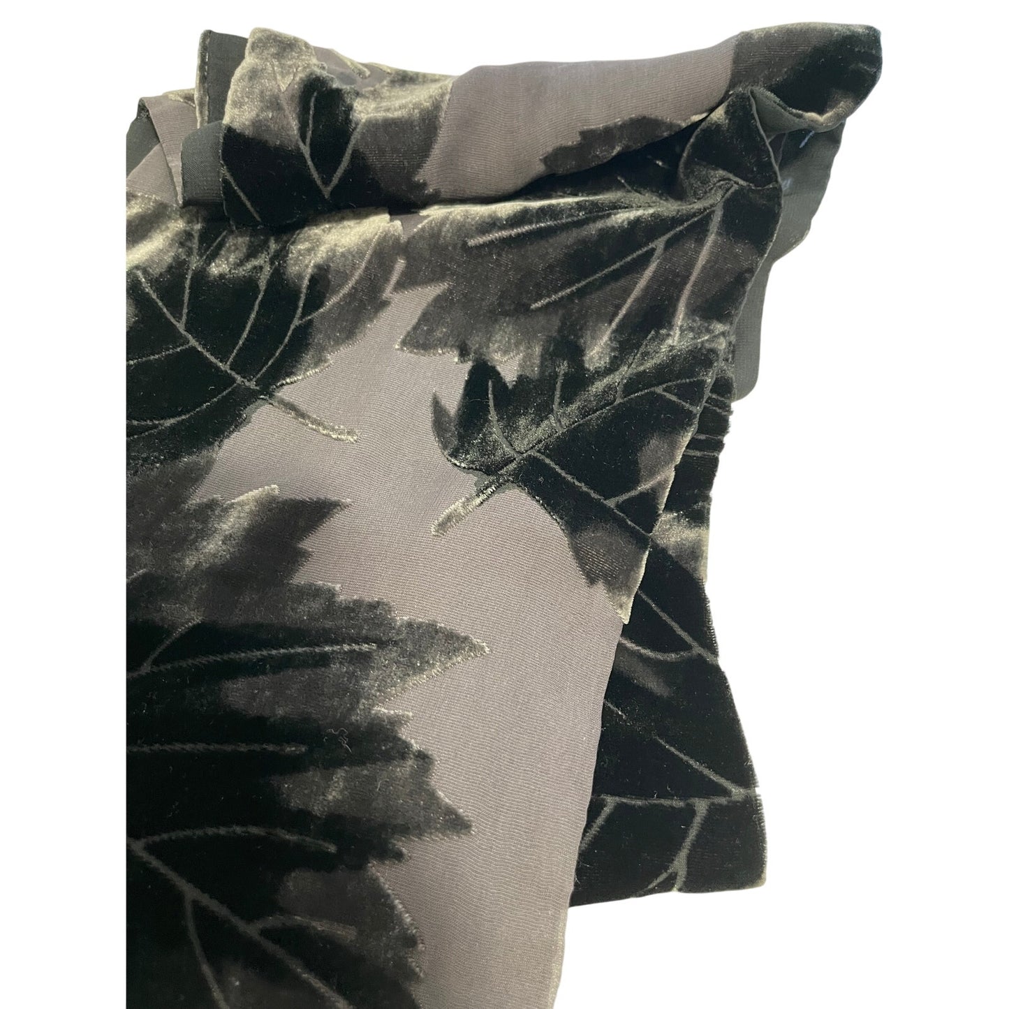 Vintage Gray Leaf Patterned Velvet Women's Fall Harvest Scarf