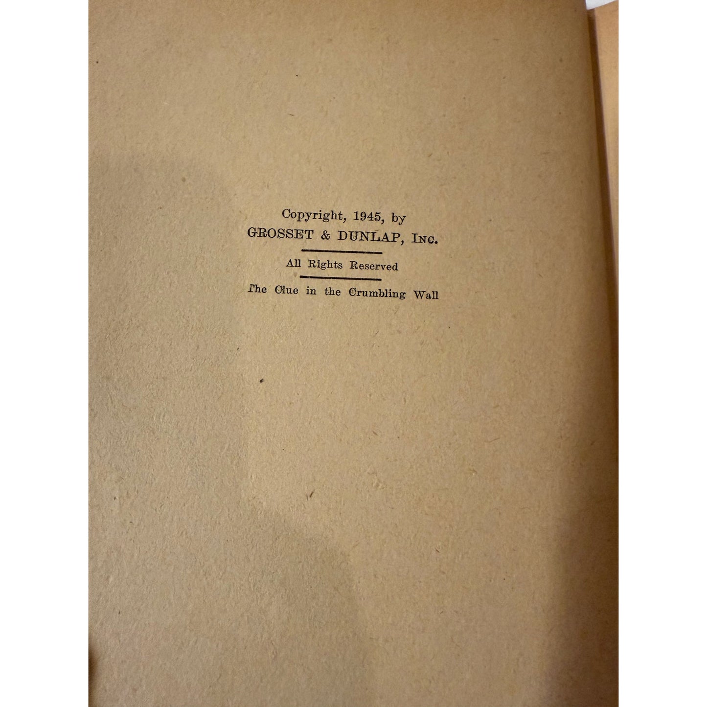 Nancy Drew - The Clue In The Crumbling Wall - Blue Tweed - 1945 - Hardcover
