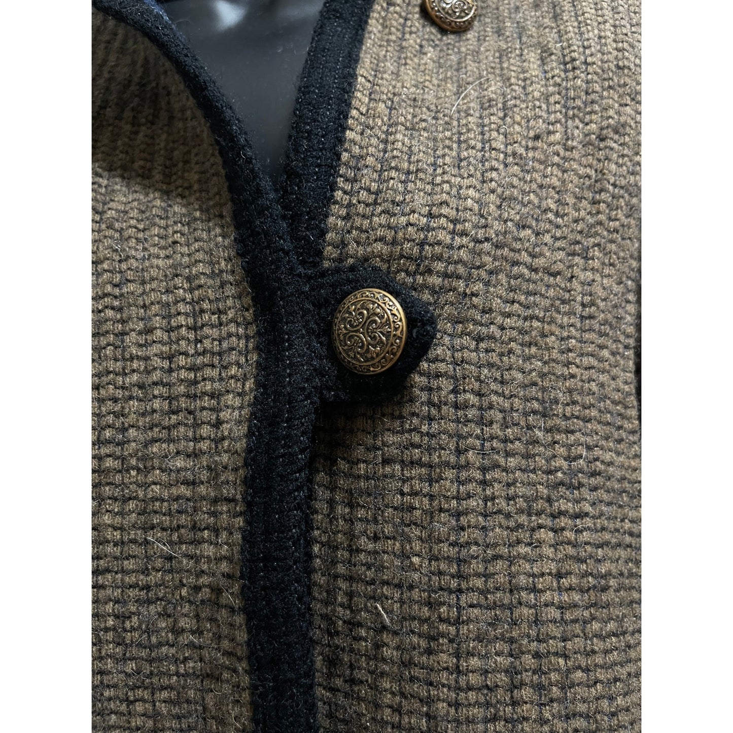 Vintage Long Heavy Woven Handmade Reversible Jacket / Coat - Button Closure