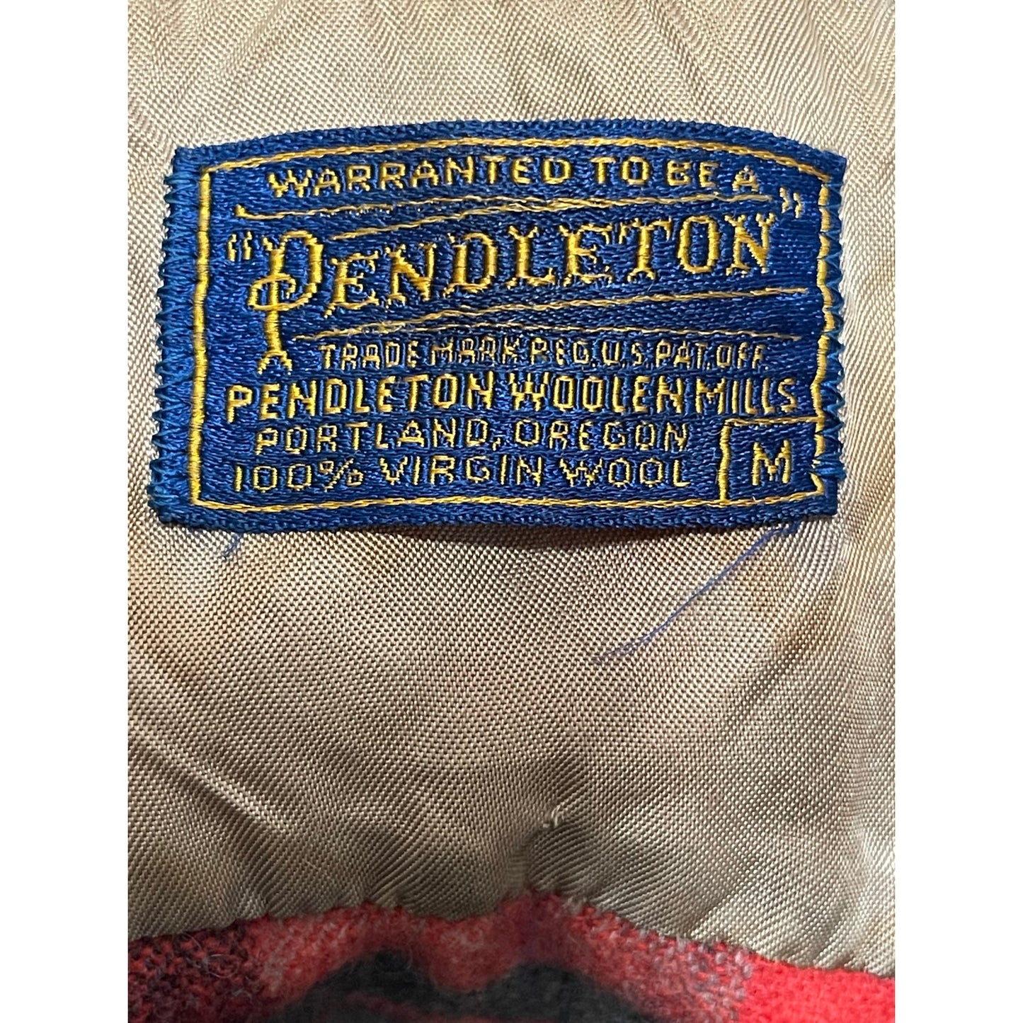 Vintage 1960's Pendleton 100% Wool Red Plaid Shirt - Medium - Distressed