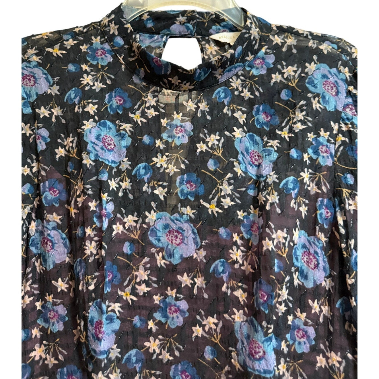 Rebecca Taylor Blue Floral Sheer Midi Dress - Real Real Tags - Size 6