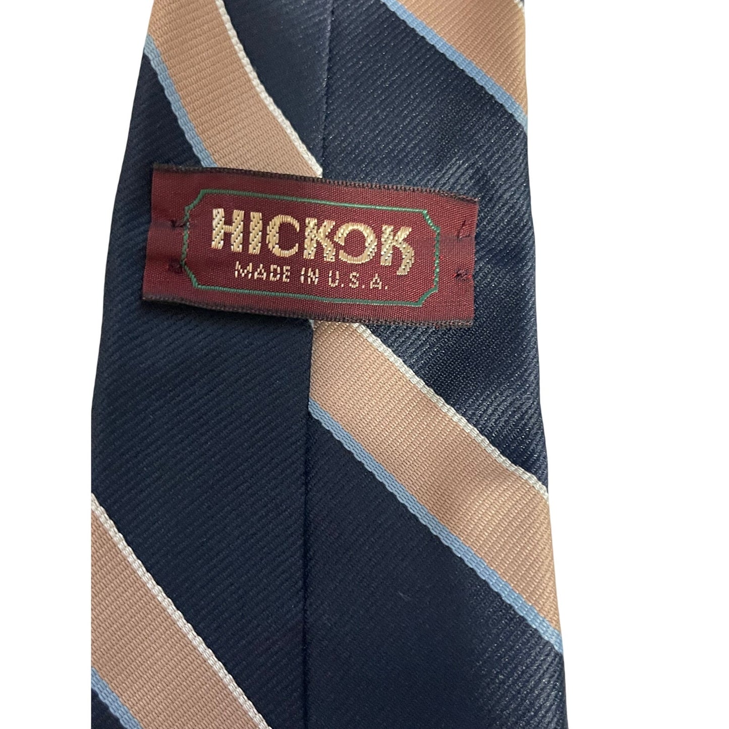 Vintage Hickok Striped Blue & Cream Silk Type Necktie Made in The USA Tie