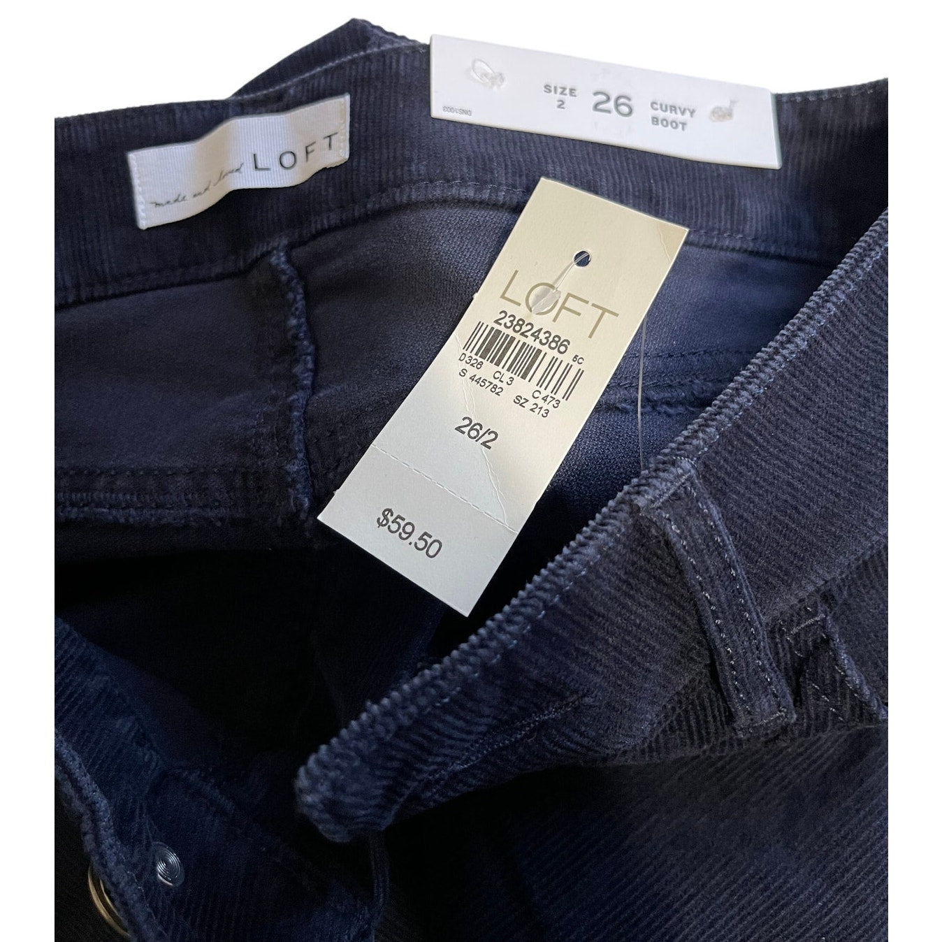 NWT Ann Taylor The Loft Dark Navy Corduroy Curvy Bootcut Jeans Size 26