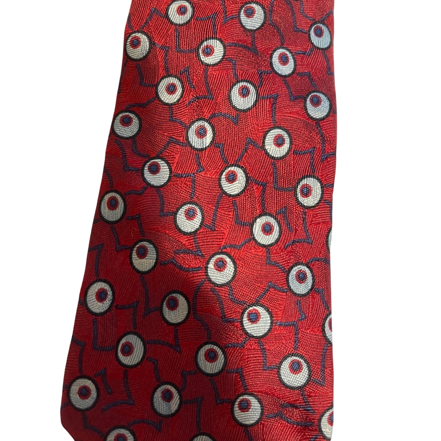 Vintage Red and Gray Patterned Men's Silk Type Unbranded Necktie