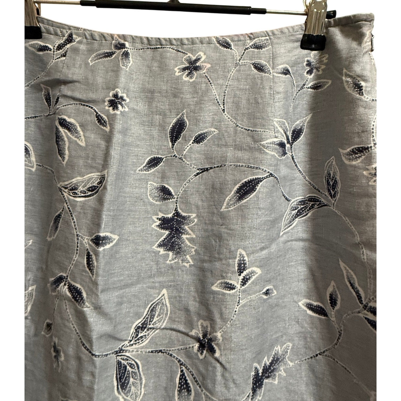 Vintage 90's Ann Taylor 100% Linen Blue Floral Maxi Skirt - Size 8