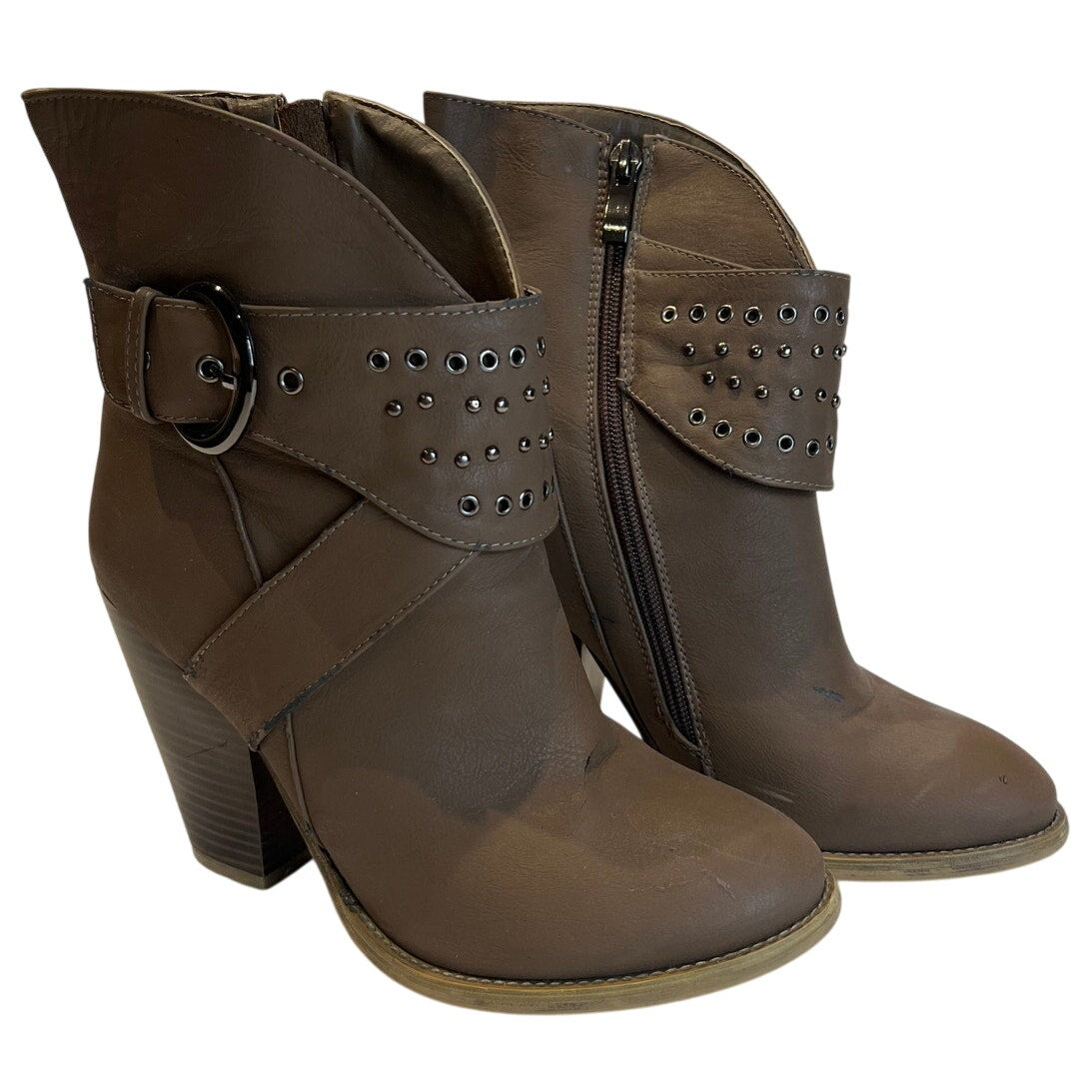Reneeze Size 7 Faux Leather Heeled Boot - Lined