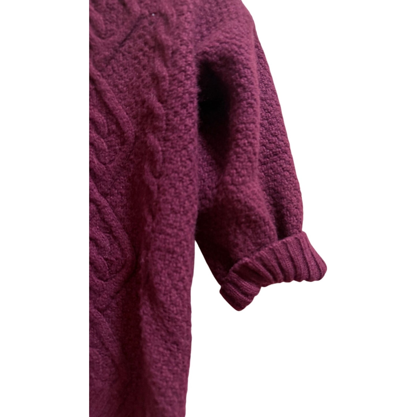 Zen Cashmere Maroon Cable Knit Long Sleeve Sweater - Size Small