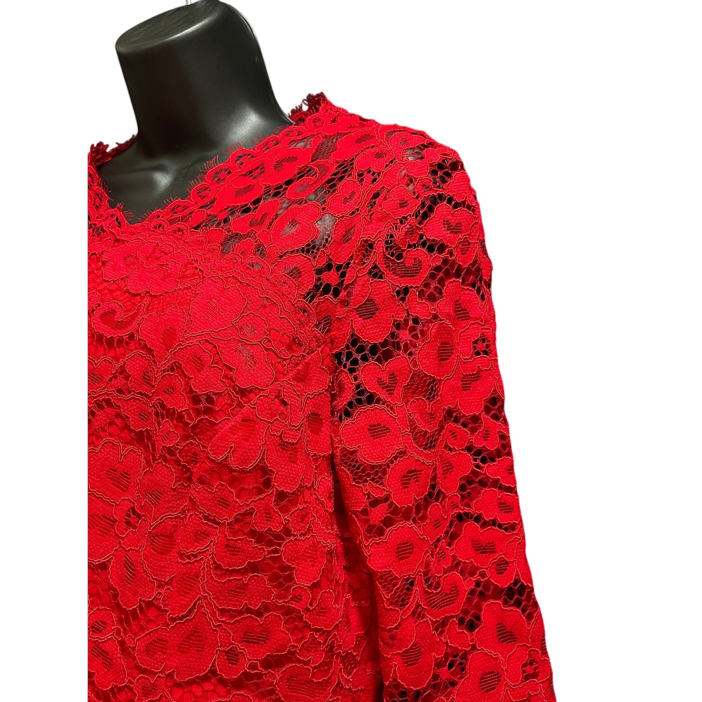 NWT Shoshanna Red Lace 3/4 Sleeve Midi Dress - Size 10