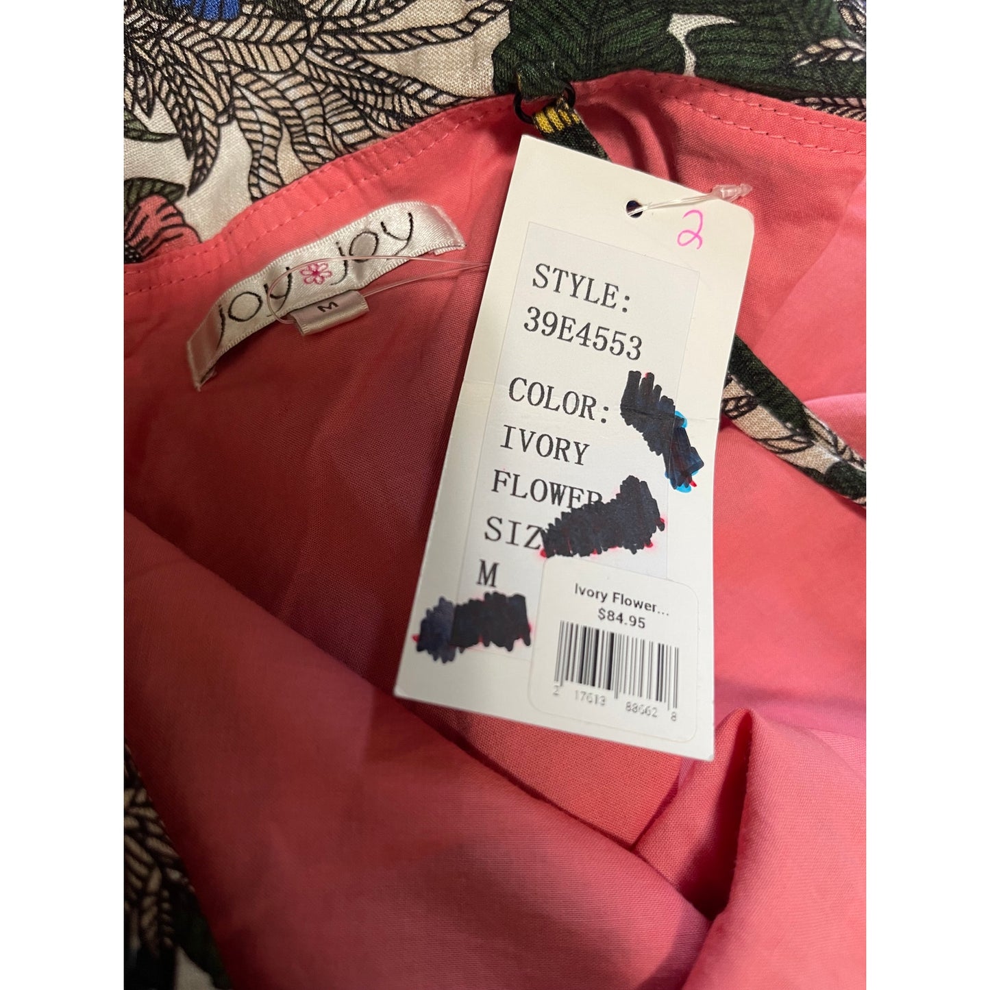 Joy Joy Blue & Pink Floral Print Sleeveless Mini Dress - Size Medium - NWT