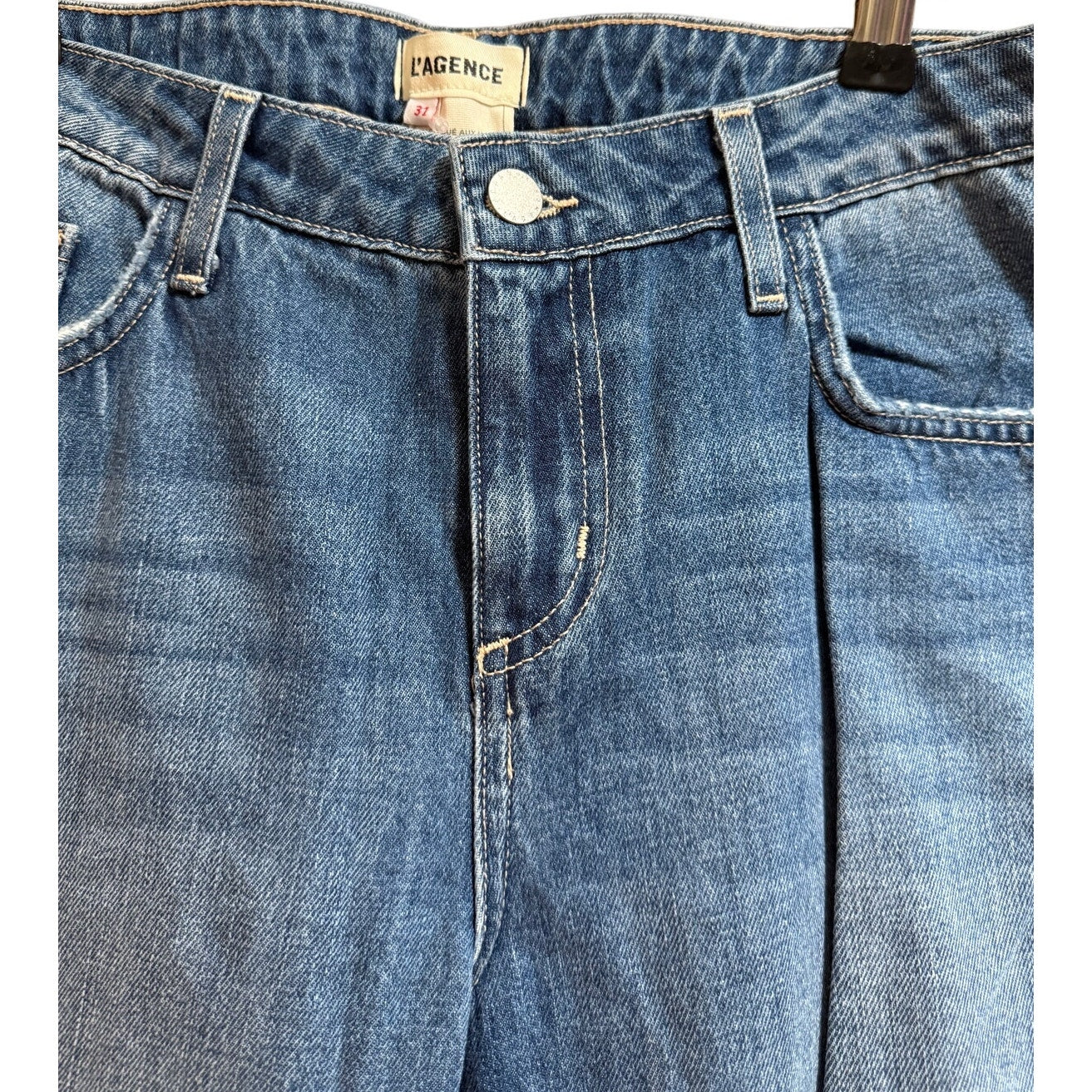 L'agence Hilmar Destruct Size 31 Slouch Straight Denim Jeans - NWT