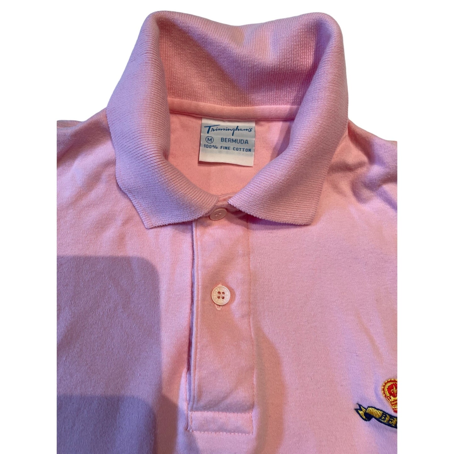 Vintage Trimingham's Bermuda 100% Cotton Medium Pink Polo Shirt