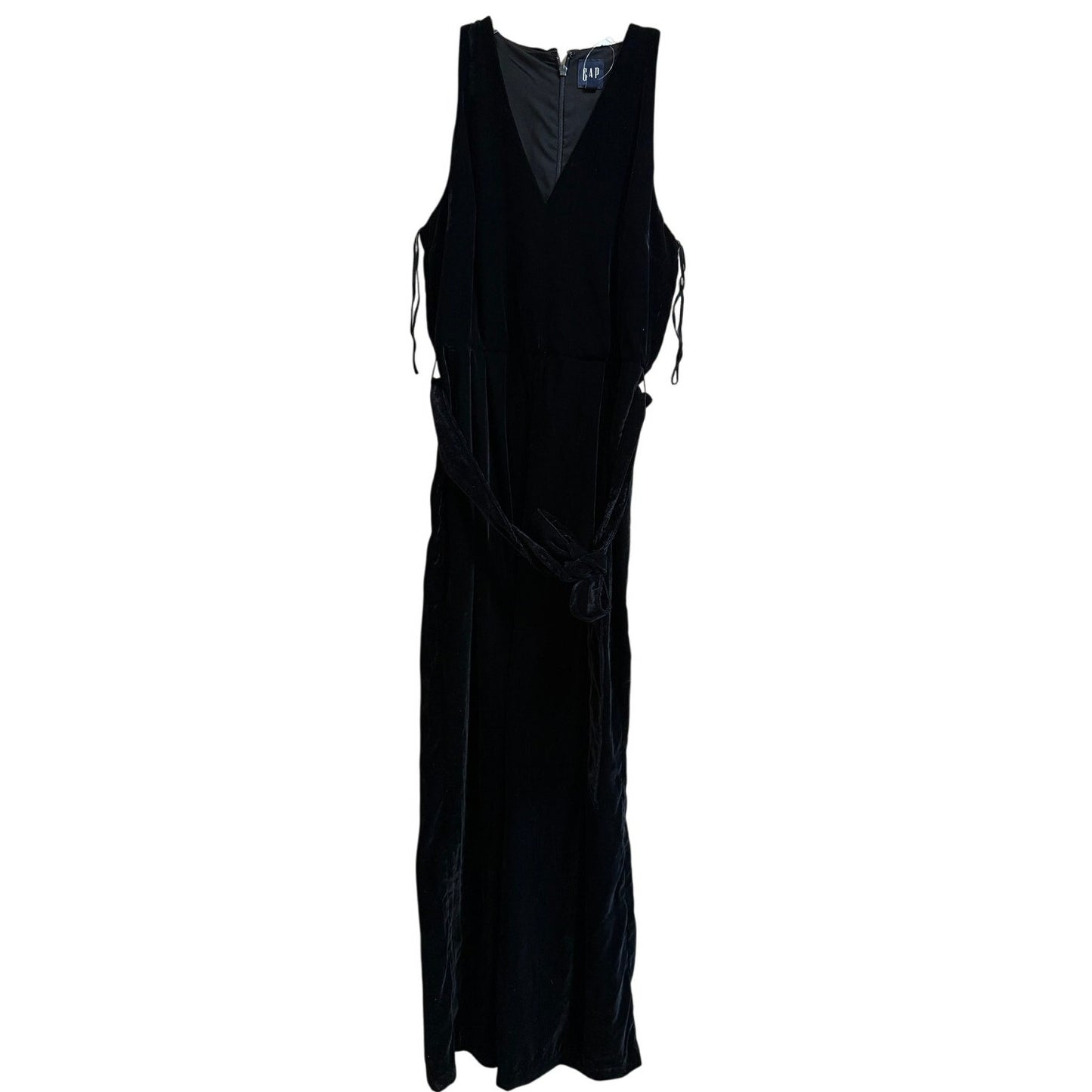 GAP Black Velvet Sleeveless Jumpsuit w/Belt - Small Petite - NWT $118 MSRP