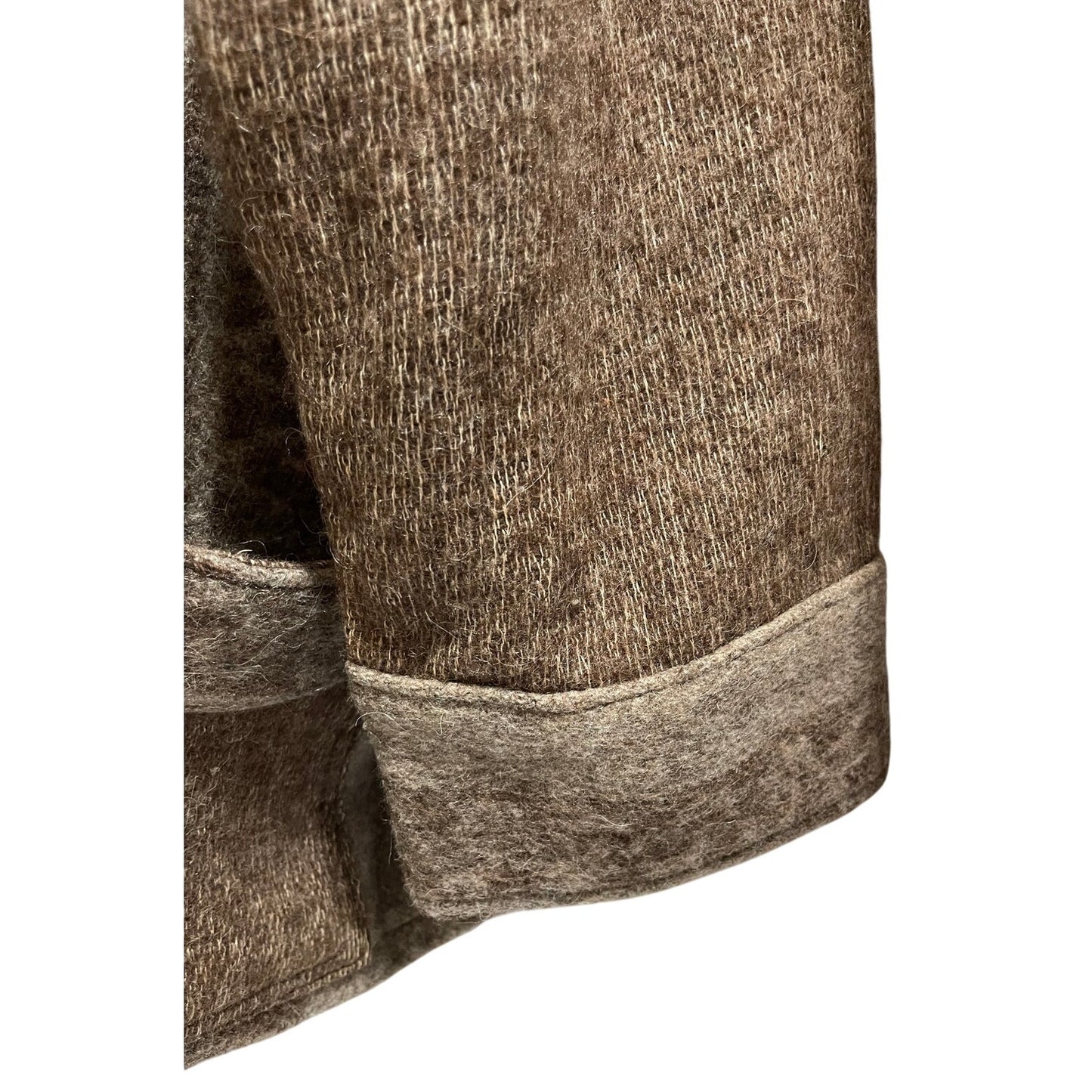 Vintage Heavy Knit Wood Button Long Sleeve Coat - Handmade - Alpaca Print