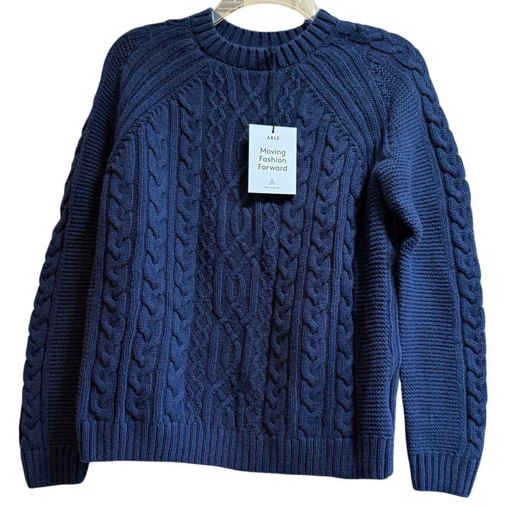 ABLE Clothing Dark Midnight Blue Claudette Cable Knit Sweater - NWT - Small
