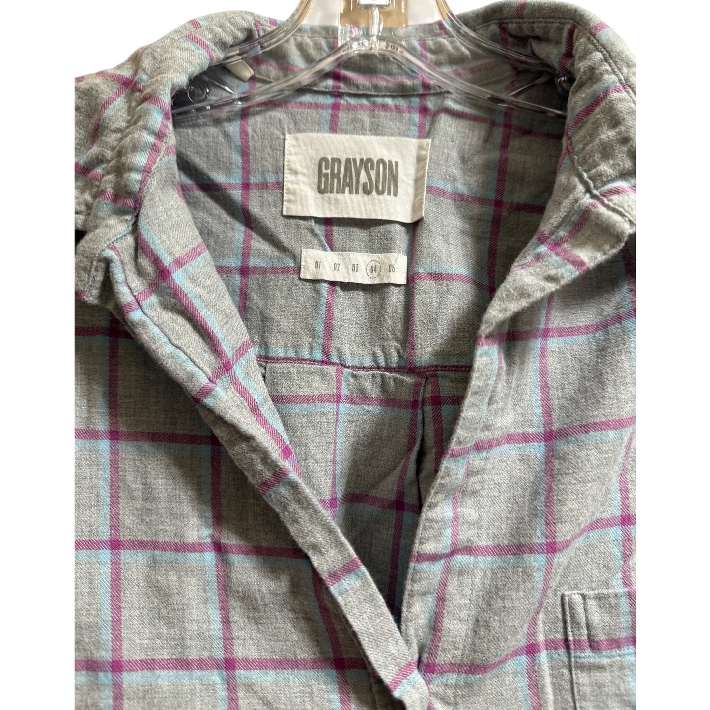 Frank & Eileen Grayson Gray & Pink Check Size 4 Button Up Shirt