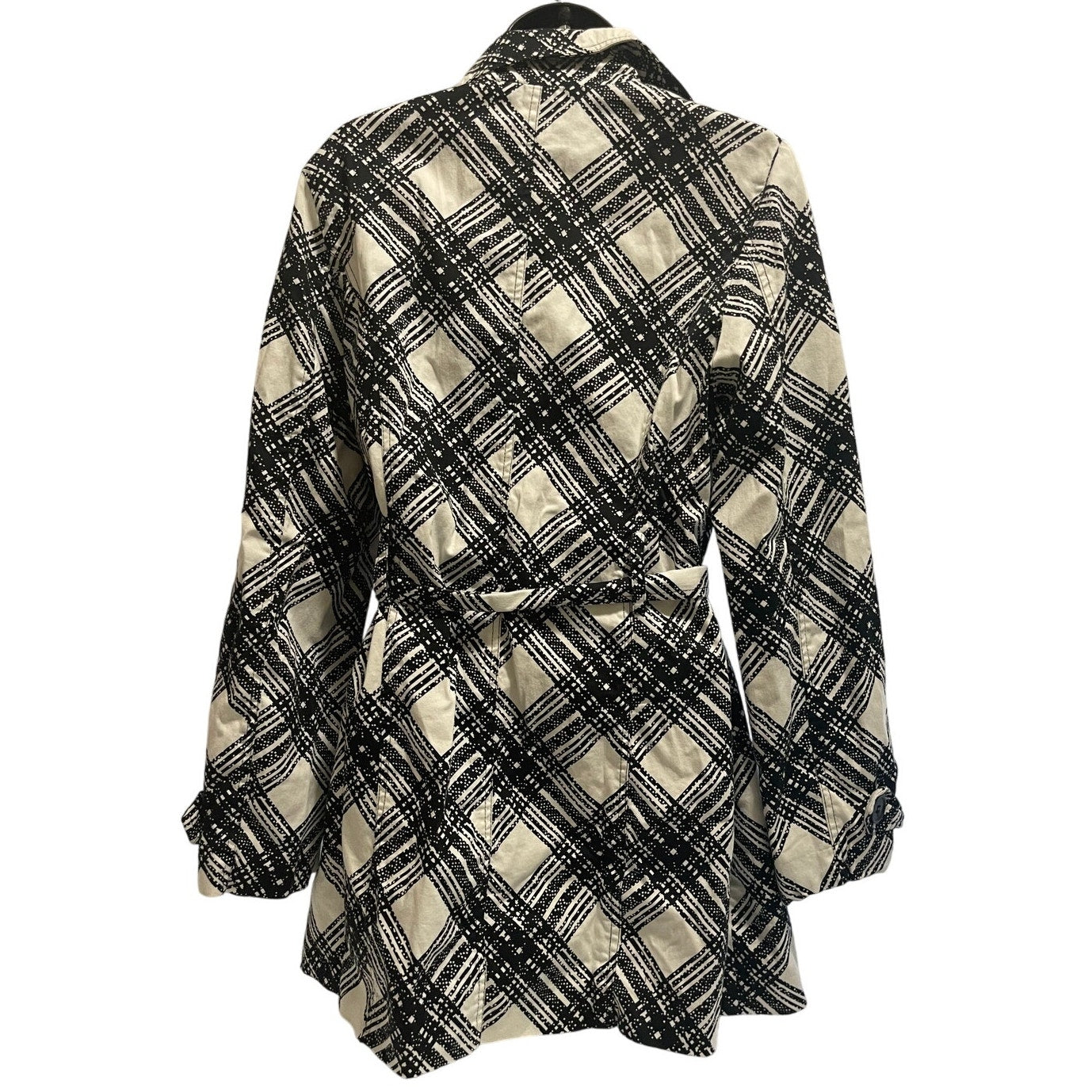 Anthropologie Luii Black and White Women's Trench Coat with Belt - Size Large