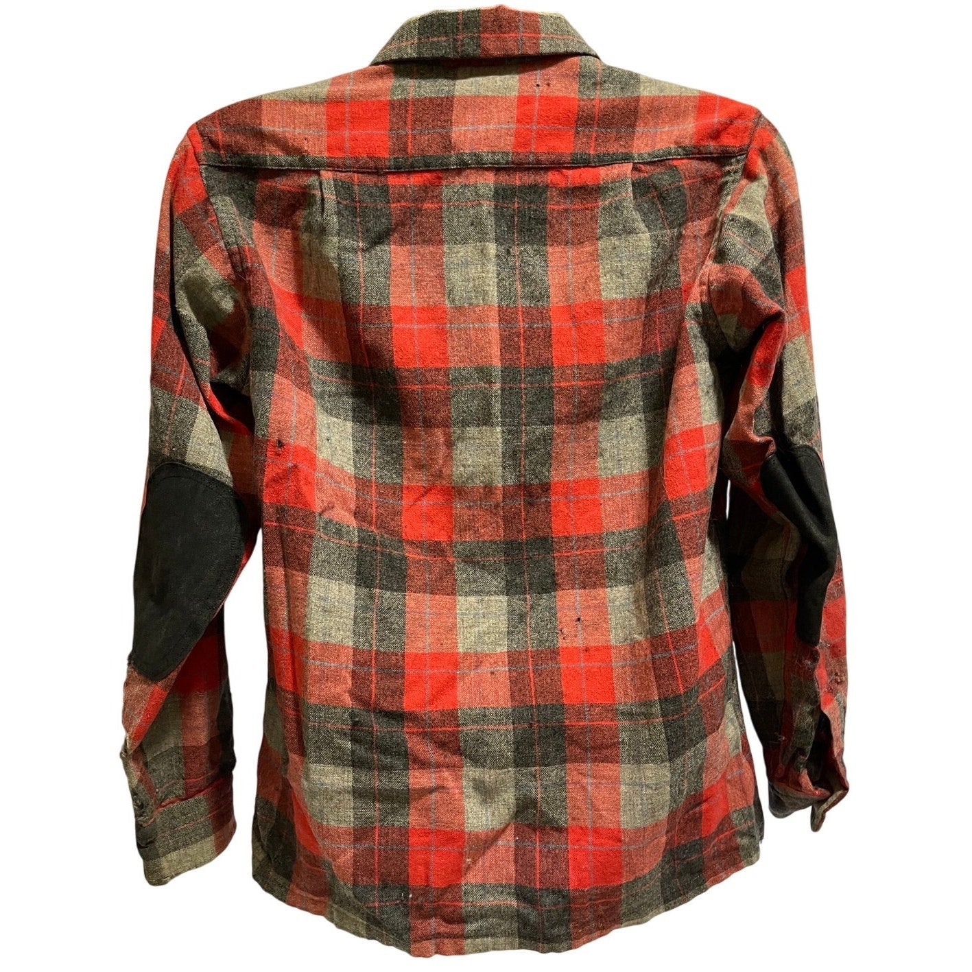 Vintage 1960's Pendleton 100% Wool Red Plaid Shirt - Medium - Distressed
