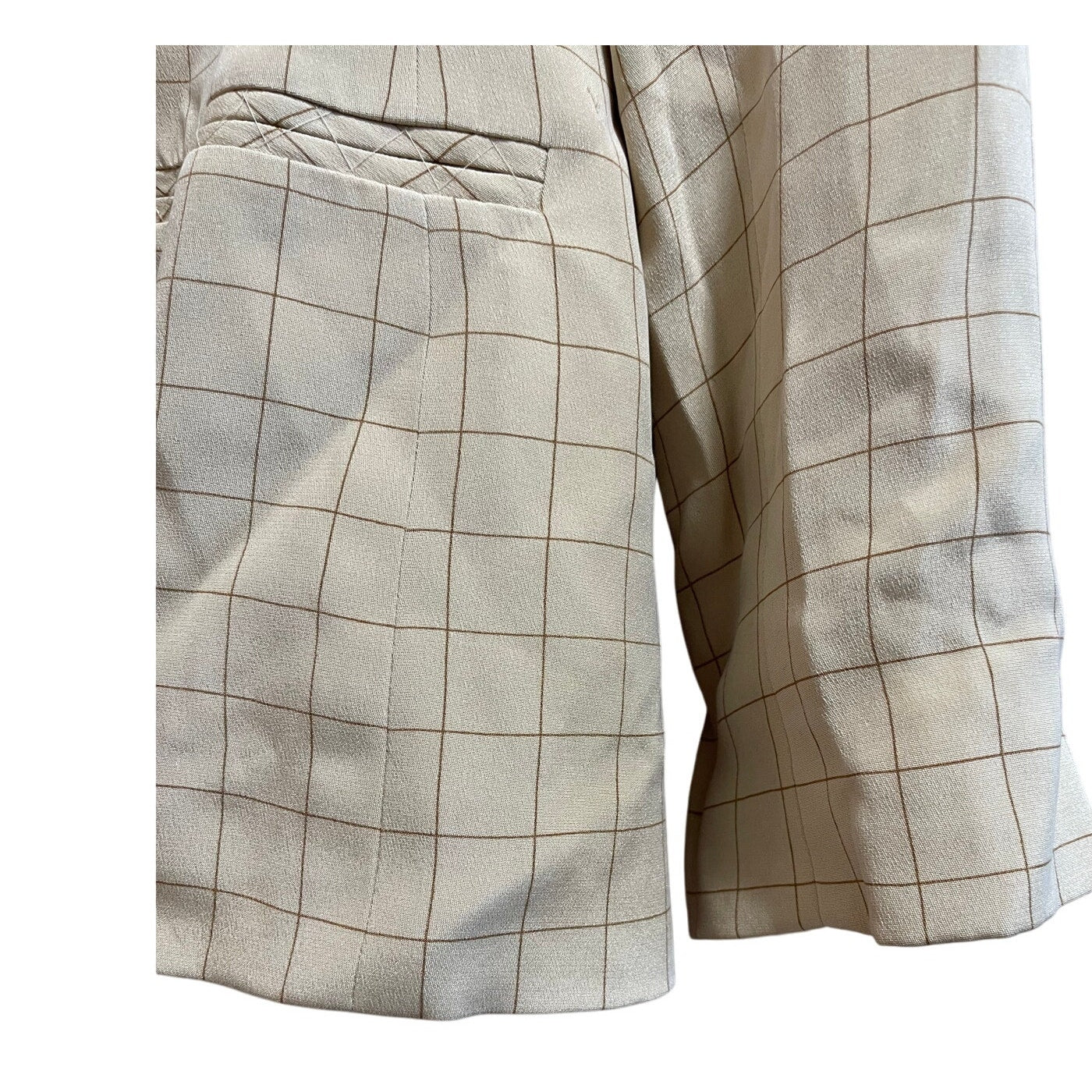 Charter Club 100% Silk Tan Checkered Blazer - Size 12 - NWOT