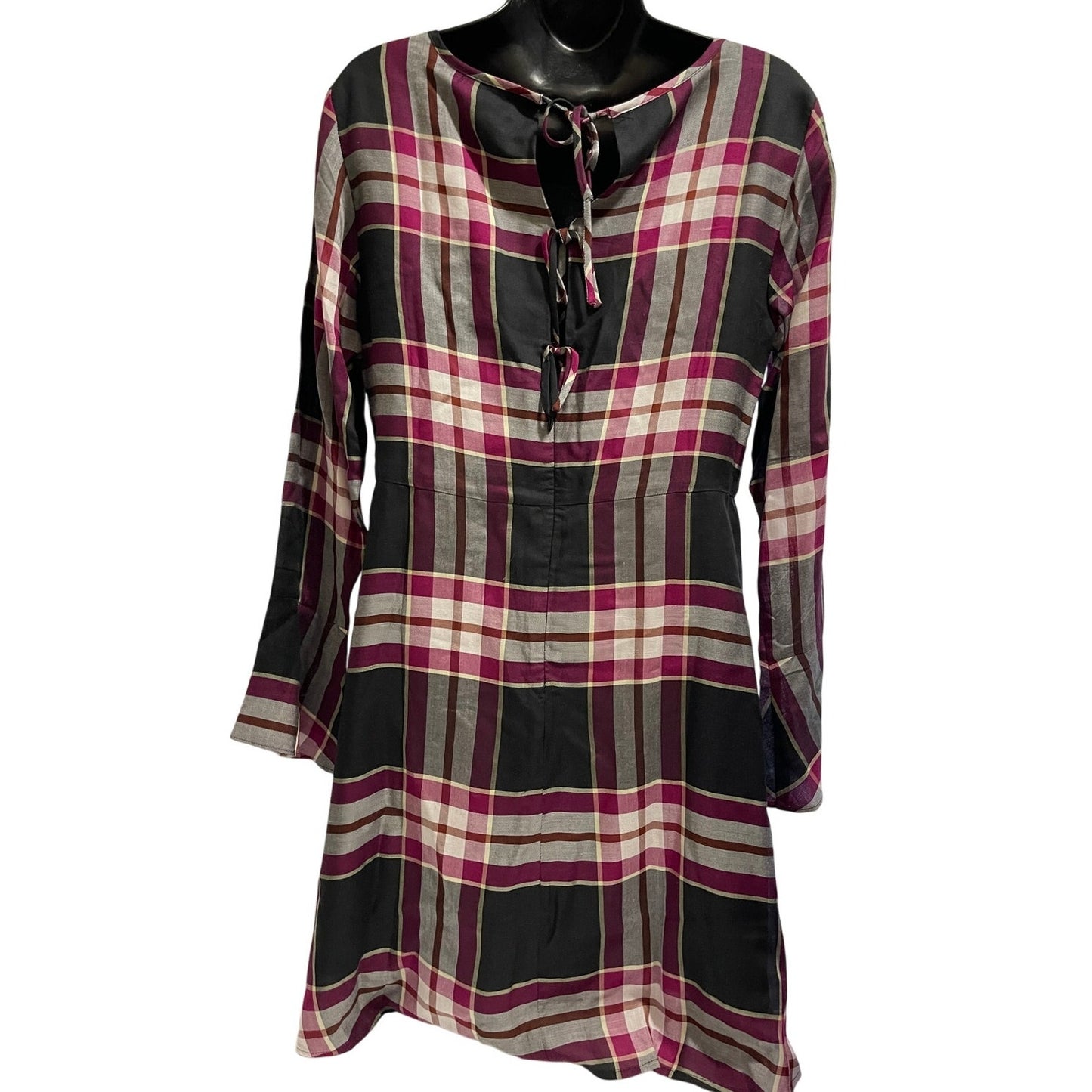 NWT Ann Taylor The Loft Red & Black Plaid Long Sleeve Dress Size 6P