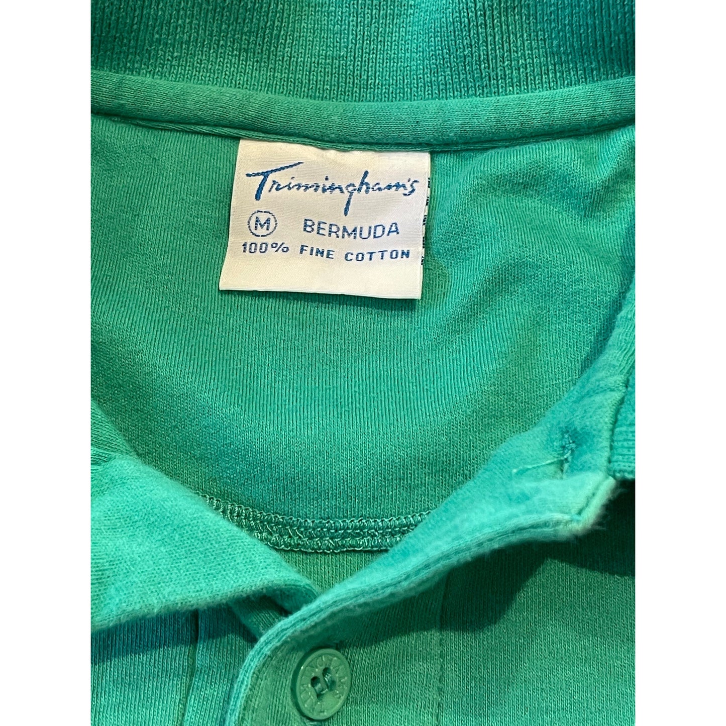 Vintage Trimingham's Bermuda 100% Cotton Medium Green Polo Shirt