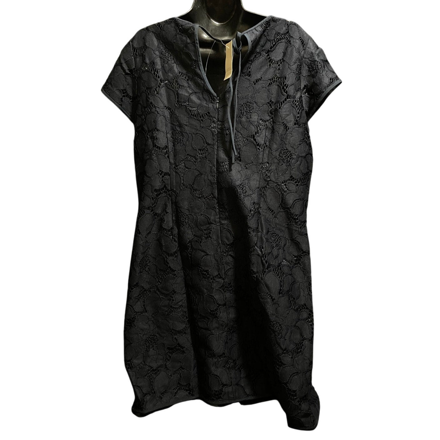 NWT Ann Taylor The LOFT Dark Navy Blue / Black Lace Midi Dress 12P - $98 MSRP