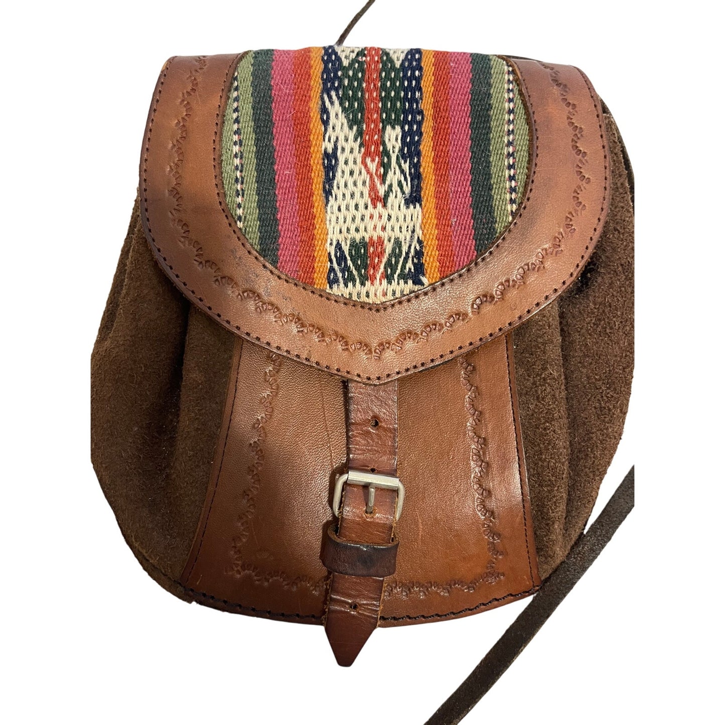 Vintage Leather Aliento Design Bolivian Satchel Bag