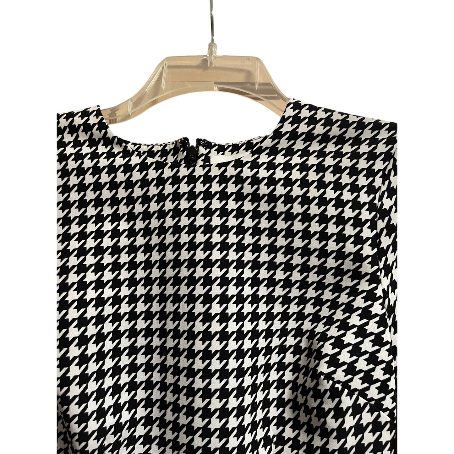 Likely Size 2 Black and White Houndstooth Long Sleeve Midi Dress