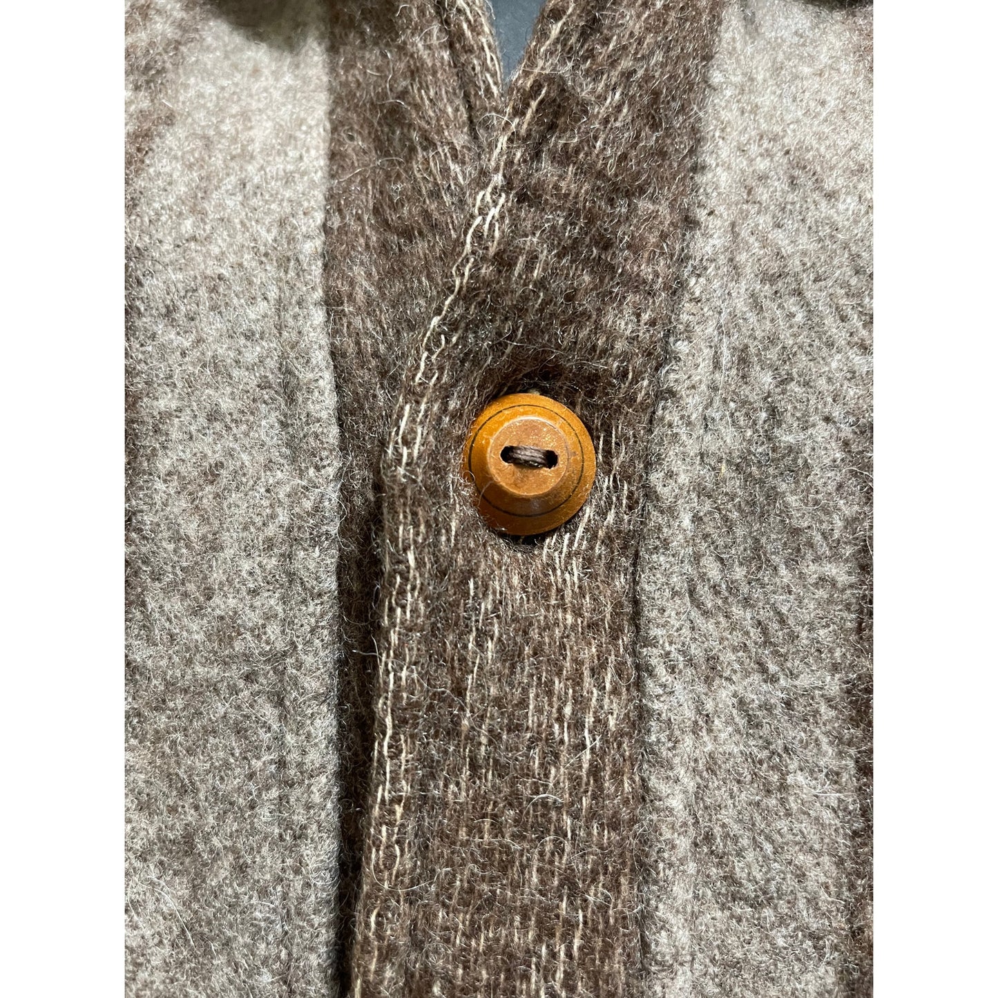 Vintage Heavy Knit Wood Button Long Sleeve Coat - Handmade - Alpaca Print