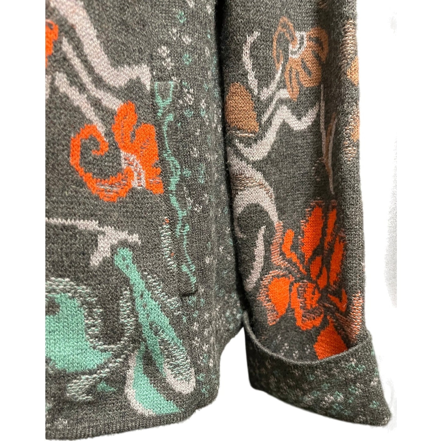 Ivko Jacquard Embroidered Sweater Jacket - 100% Wool - Size XL