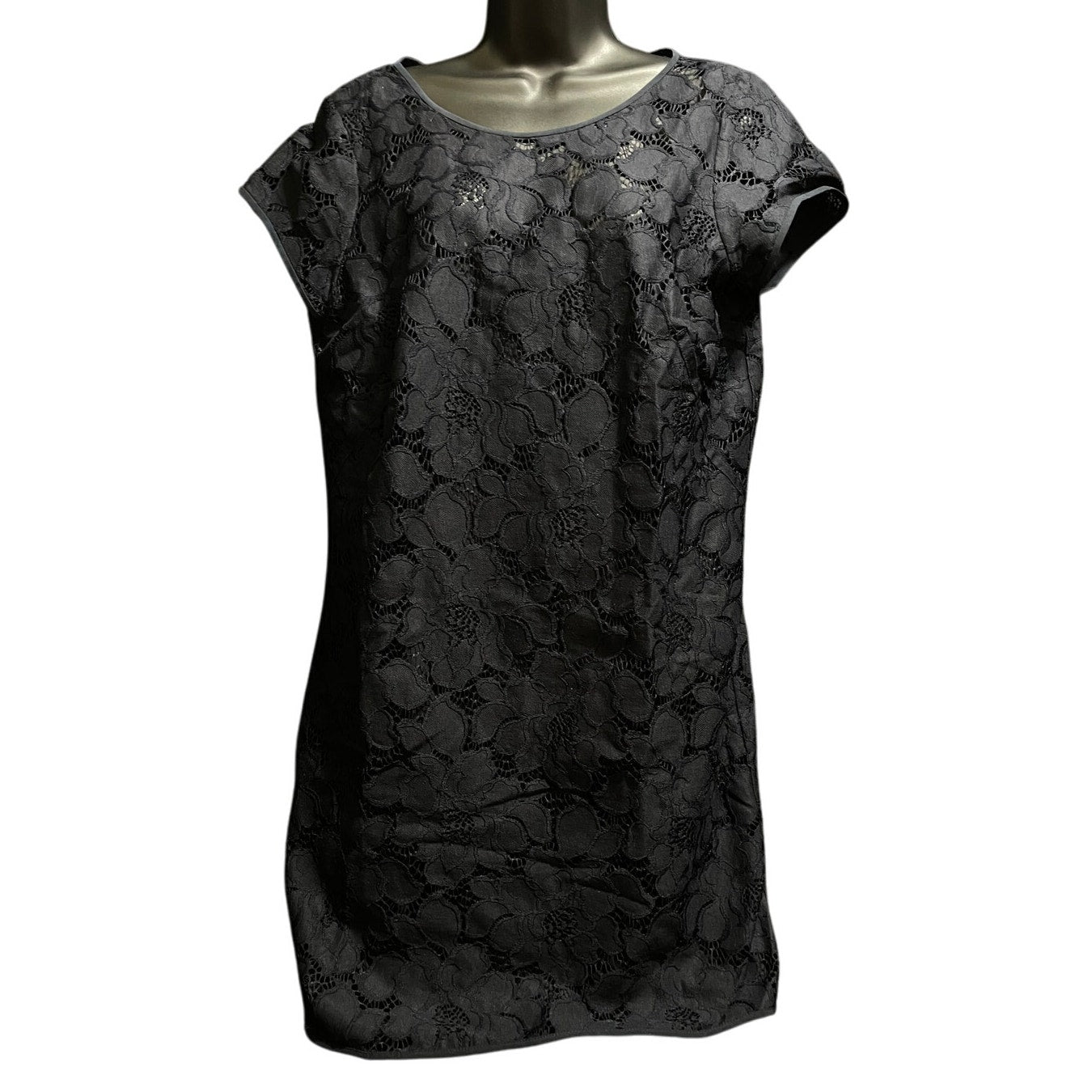 NWT Ann Taylor The LOFT Dark Navy Blue / Black Lace Midi Dress 12P - $98 MSRP