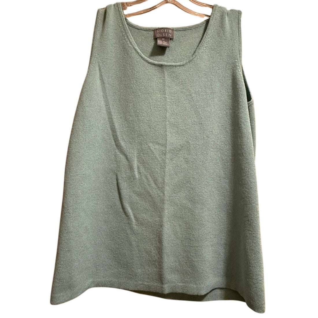 Sigrid Olsen Seafoam Green Sleeveless Knit Blouse - Size Medium