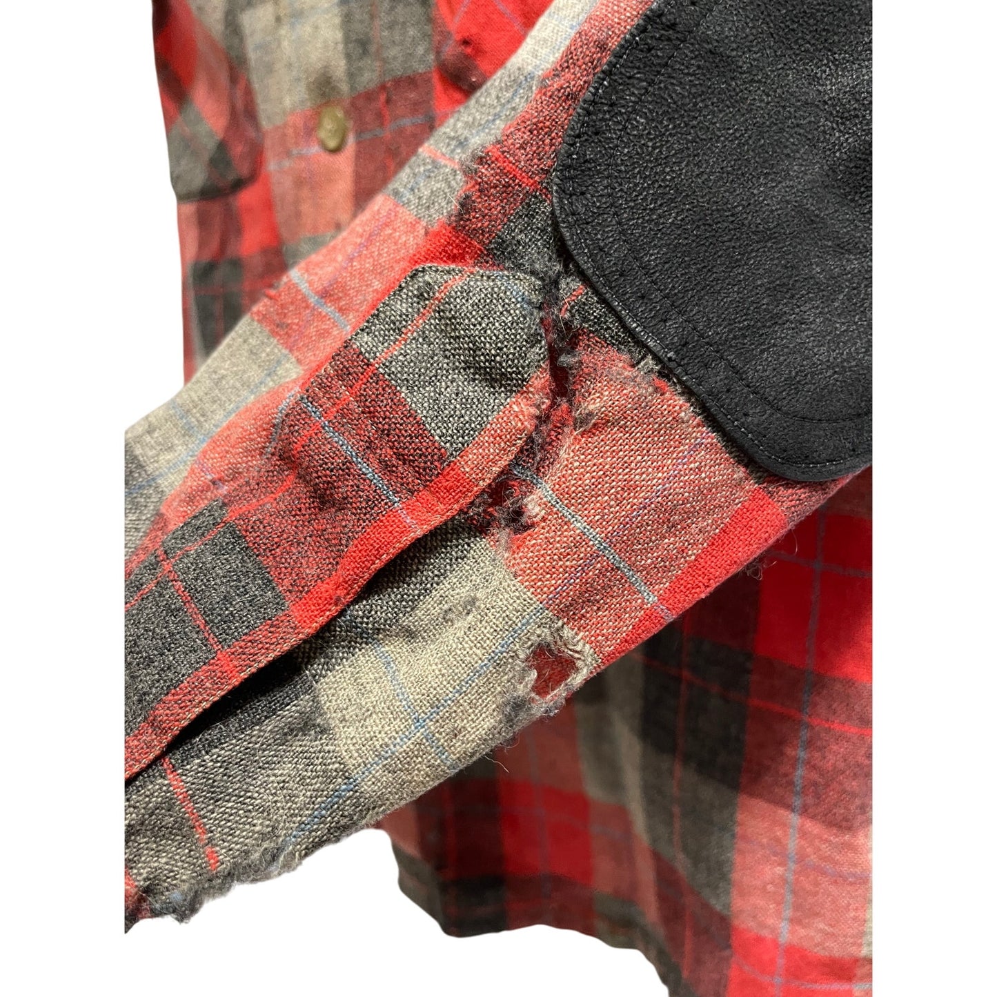 Vintage 1960's Pendleton 100% Wool Red Plaid Shirt - Medium - Distressed