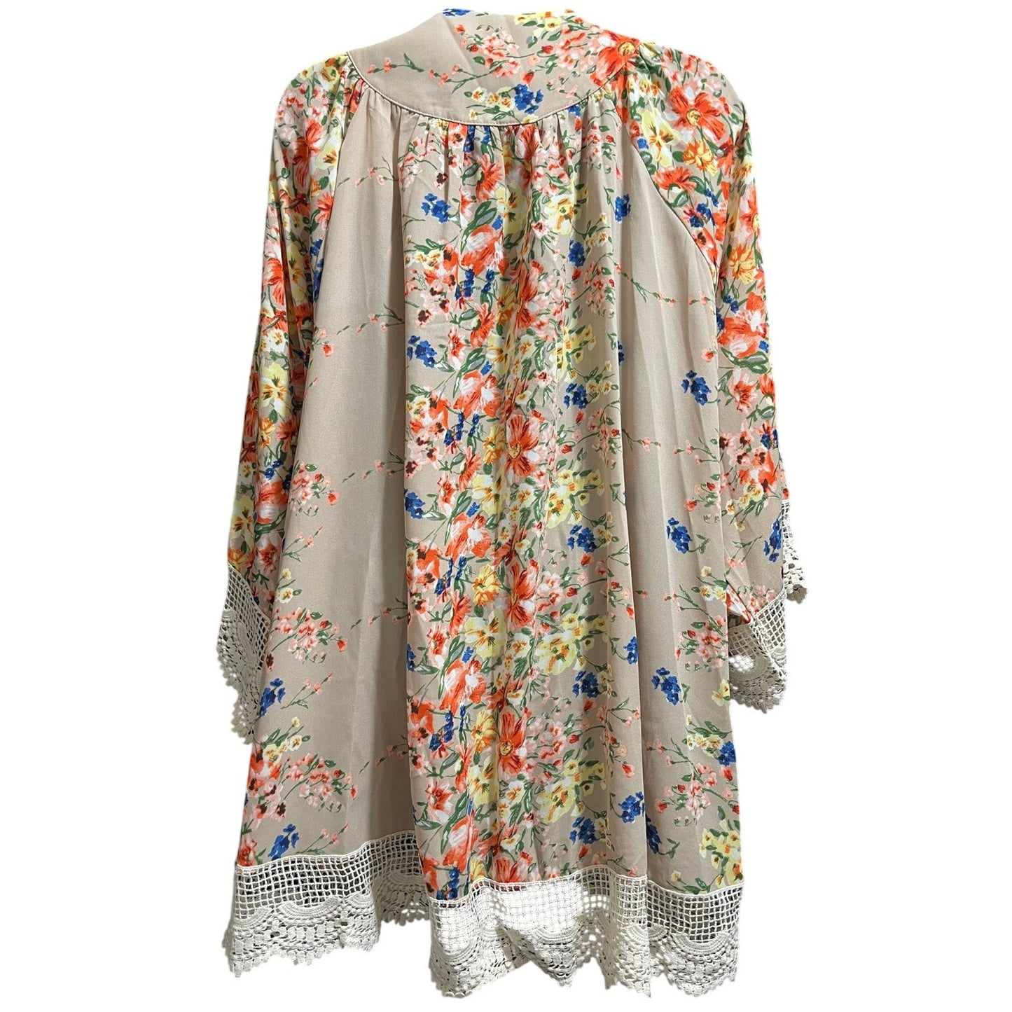 Umgee Tan and Pink Floral Print Cardigan / Shrug - Size Small - NWT