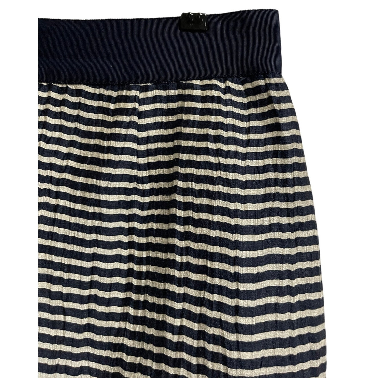 Ann Taylor The Loft Navy Blue Striped Crinkle Blend Pencil Skirt Size 6