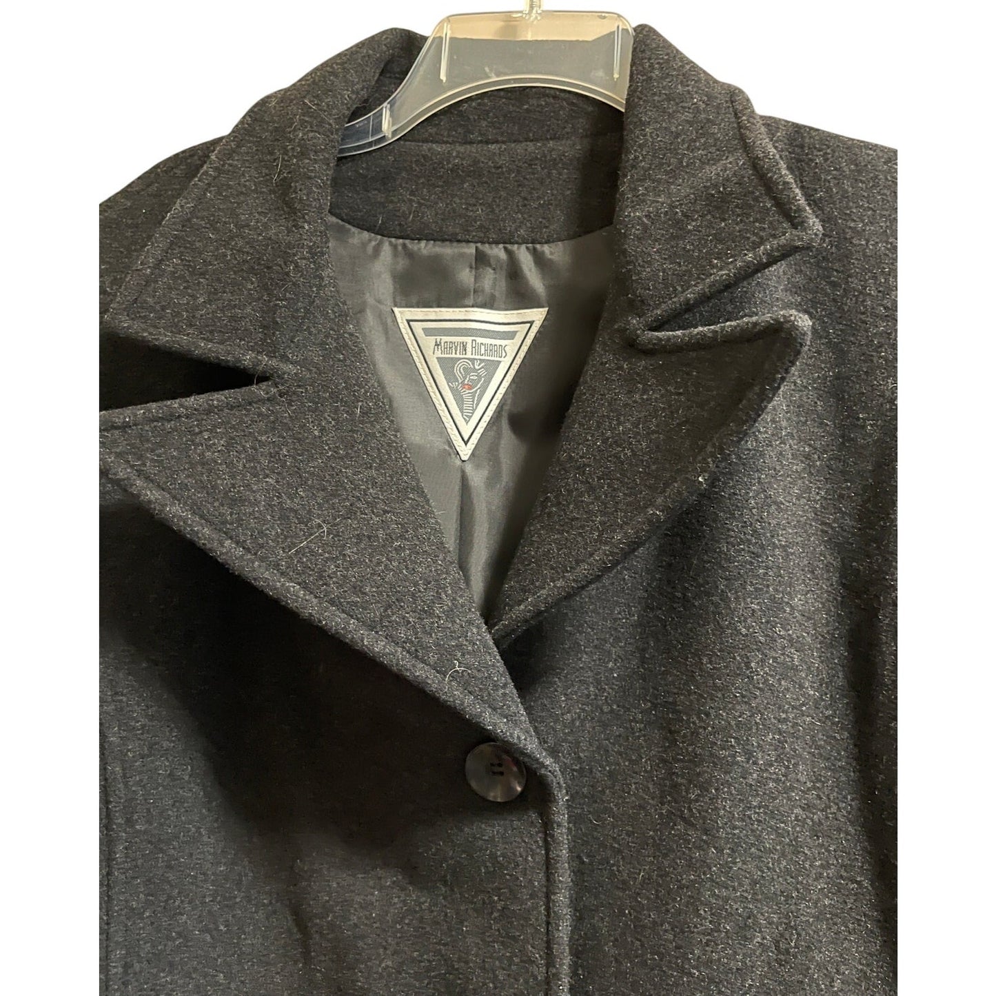 Vintage Marvin Richards Dark Gray Wool Overcoat - Size XL
