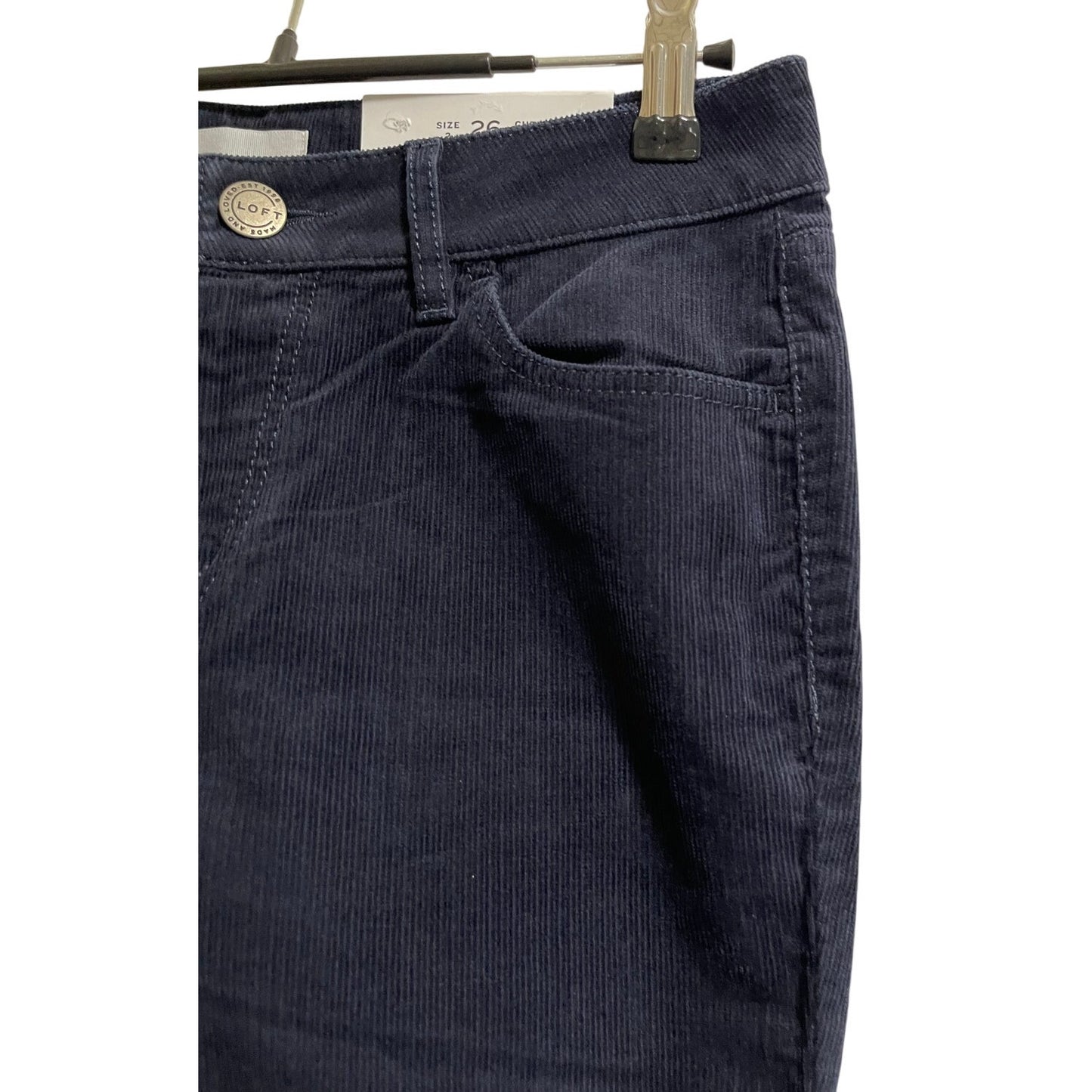 NWT Ann Taylor The Loft Dark Navy Corduroy Curvy Bootcut Jeans Size 26