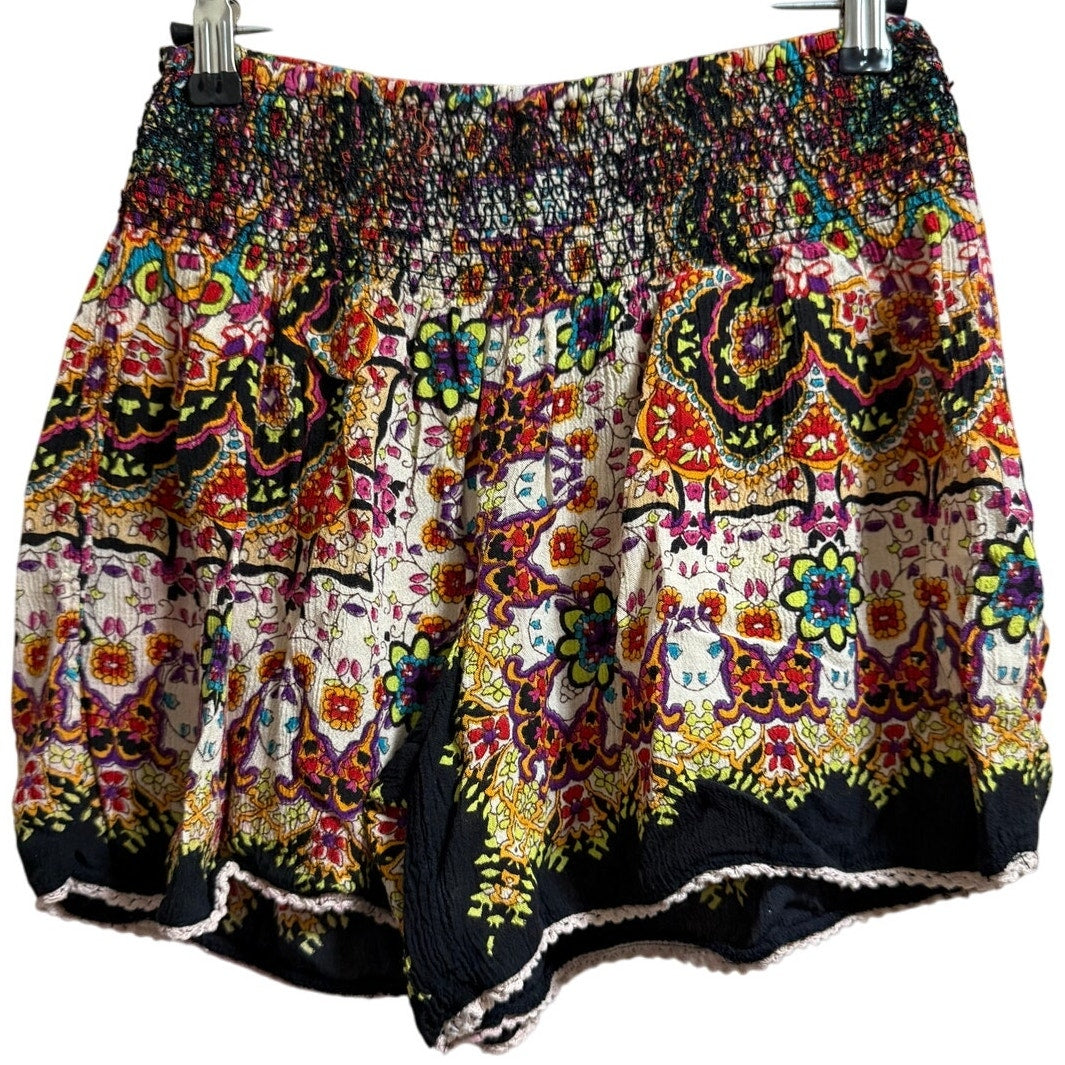 Patrons of Peace Boho Floral Print Elastic Waist Shorts - Size Small