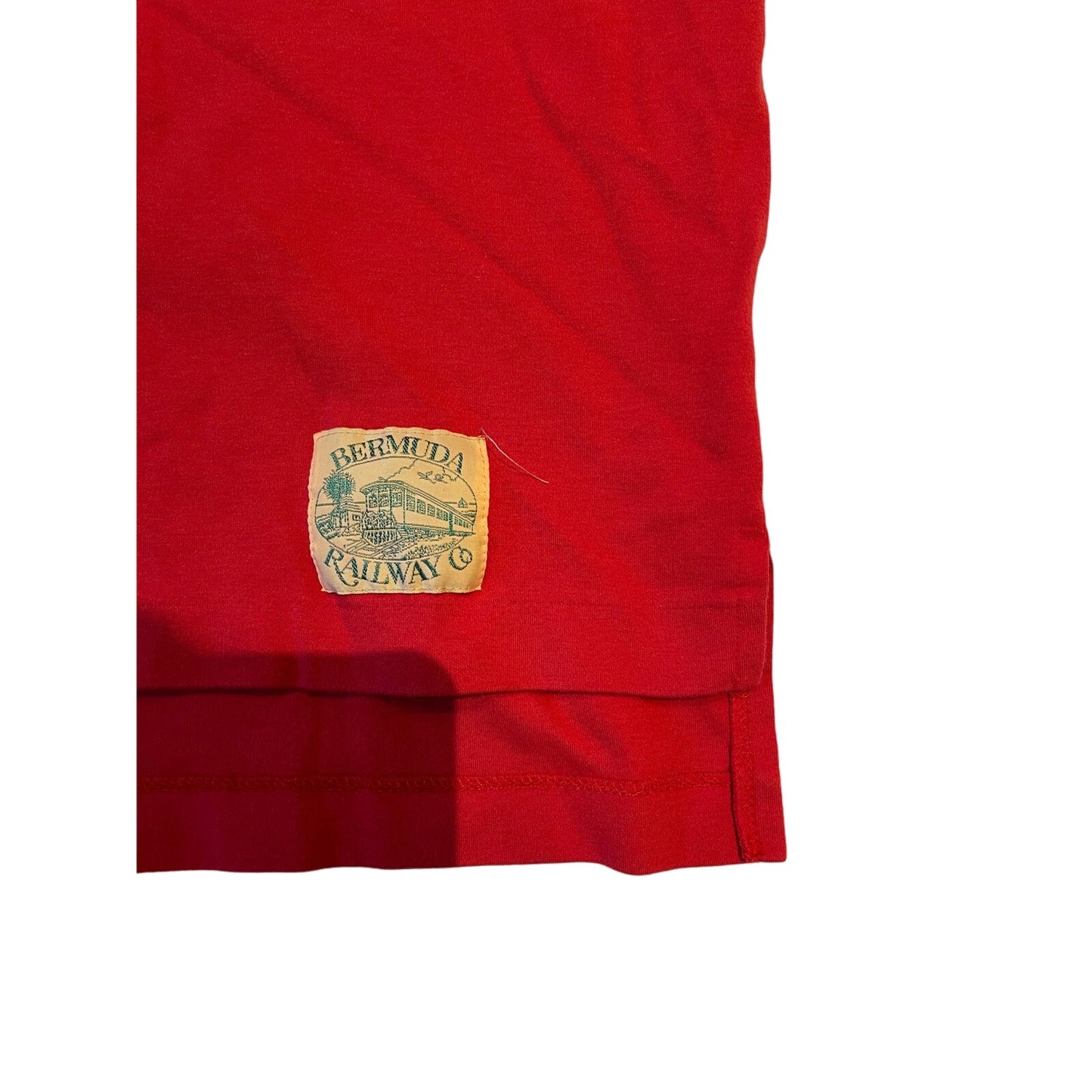 Vintage Bermuda Railway 100% Cotton Medium Red Polo Shirt Golf