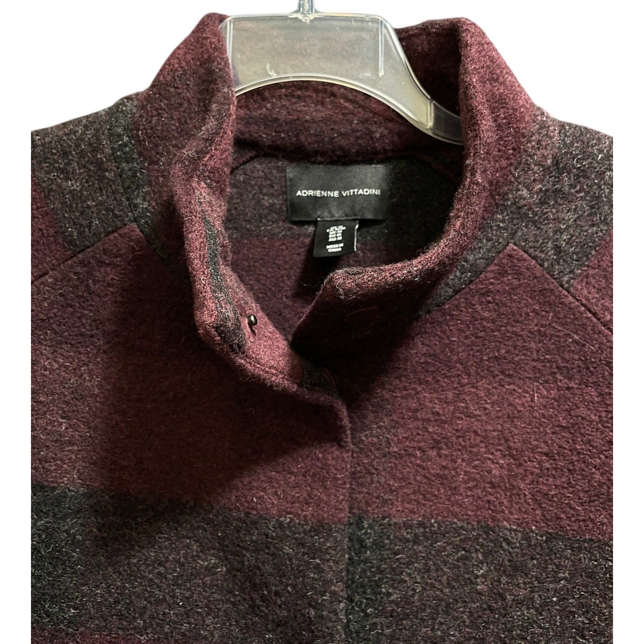 Adrienne Vittadini Wool Blend Plaid Long Jacket - Medium