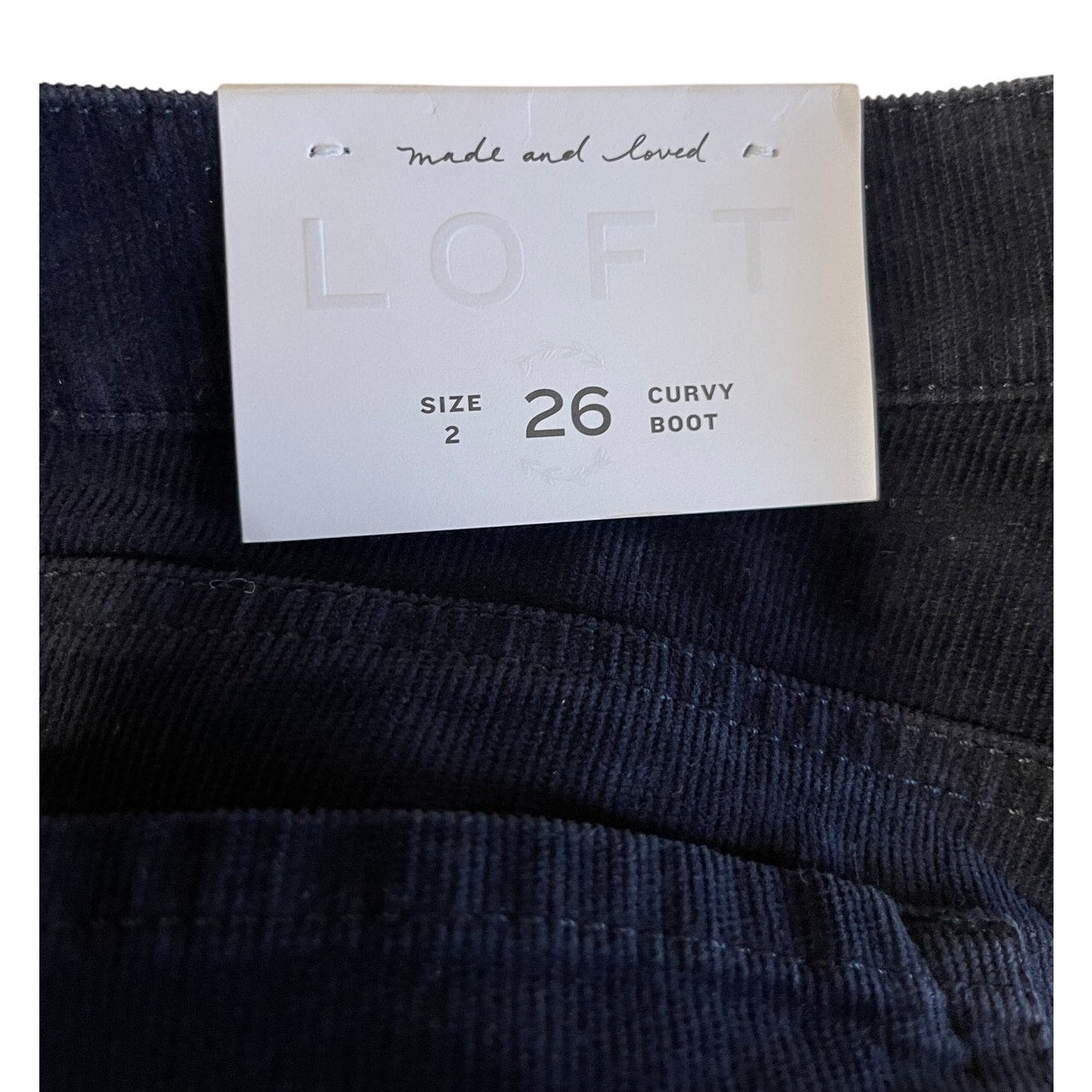 NWT Ann Taylor The Loft Dark Navy Corduroy Curvy Bootcut Jeans Size 26