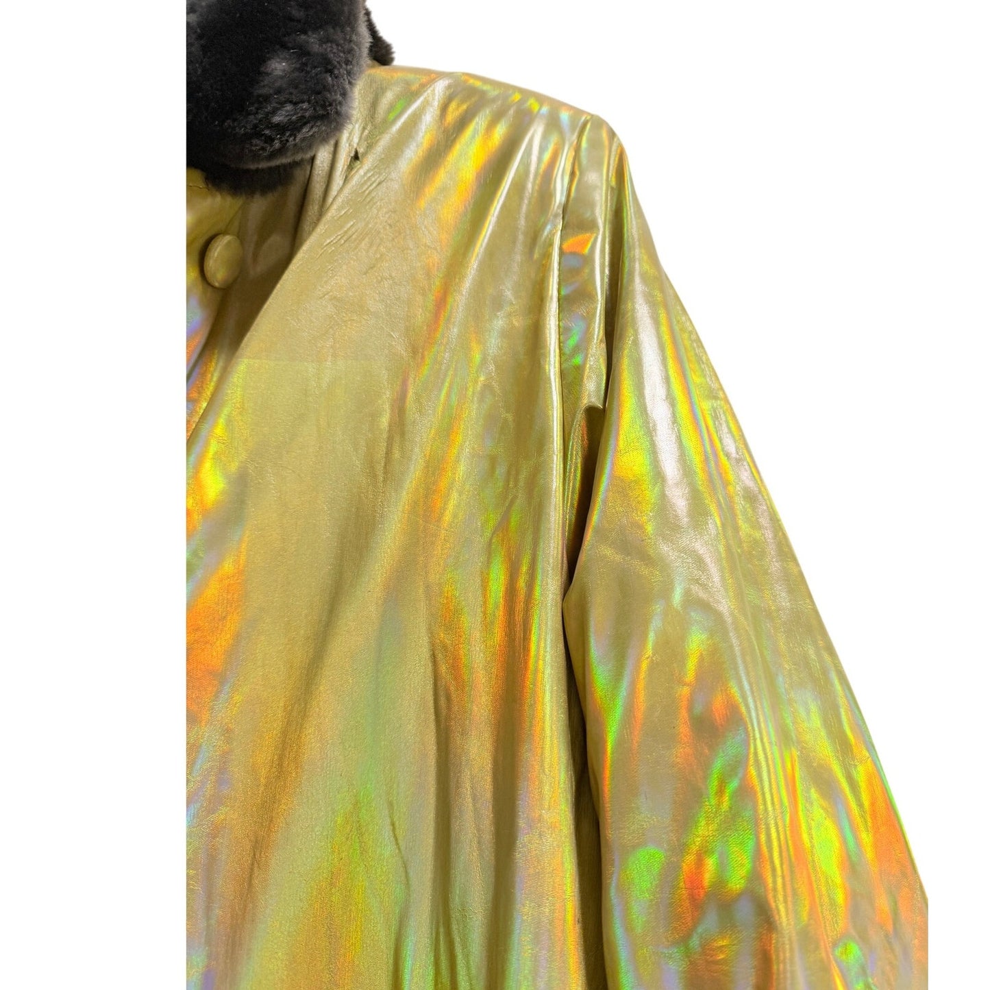 Vintage David Goodman for Gus Goodman Yellow Reflective Fur Lined Size 10 Coat