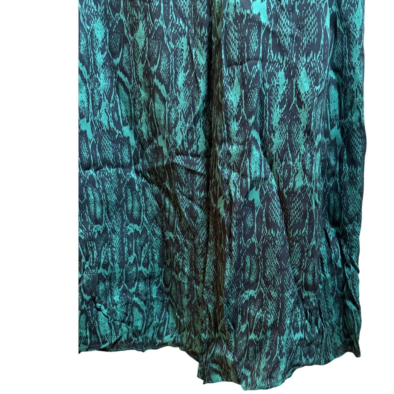 Reiss Greta Snake Skin Print Long Sleeve Maxi Dress - Teal - Size 8 - NWT