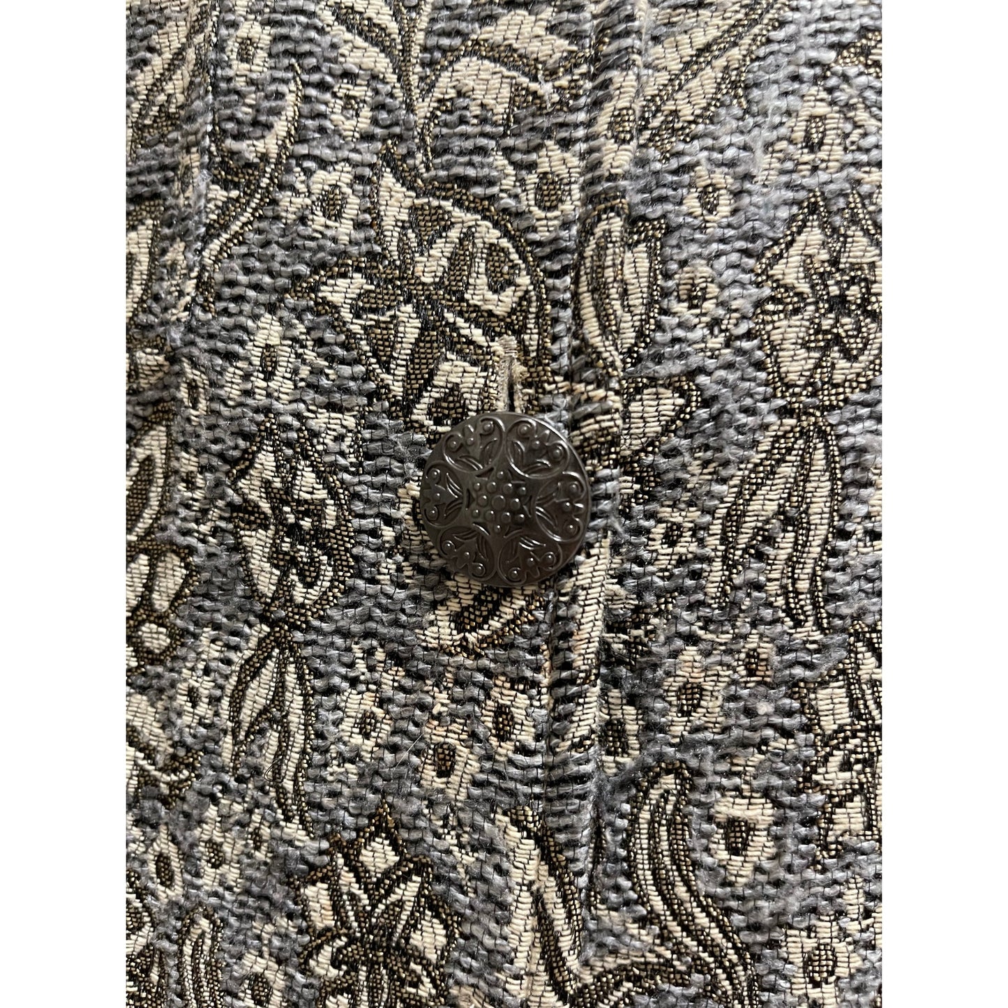 Chico's Embroidered Gold Button Front Carpet Jacket - Size 2