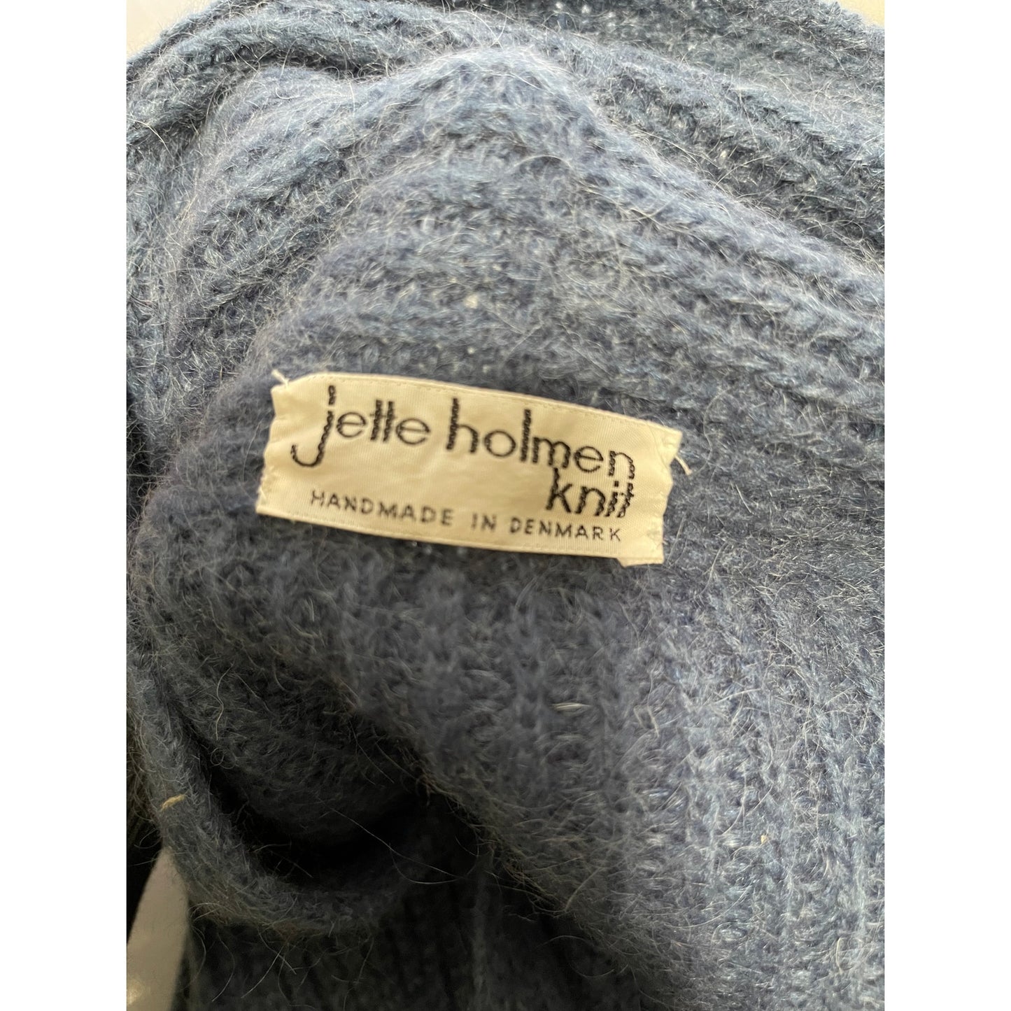 Vintage Jette Holman Knit Handmade in Denmark Blue Cardigan Sweater