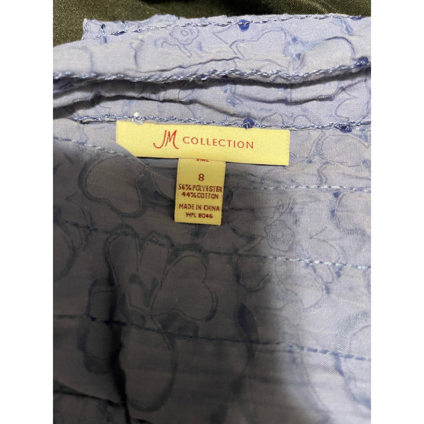 JM Collection Blue / Purple Embroidered Stripe Collared Button Up Blouse Size 8
