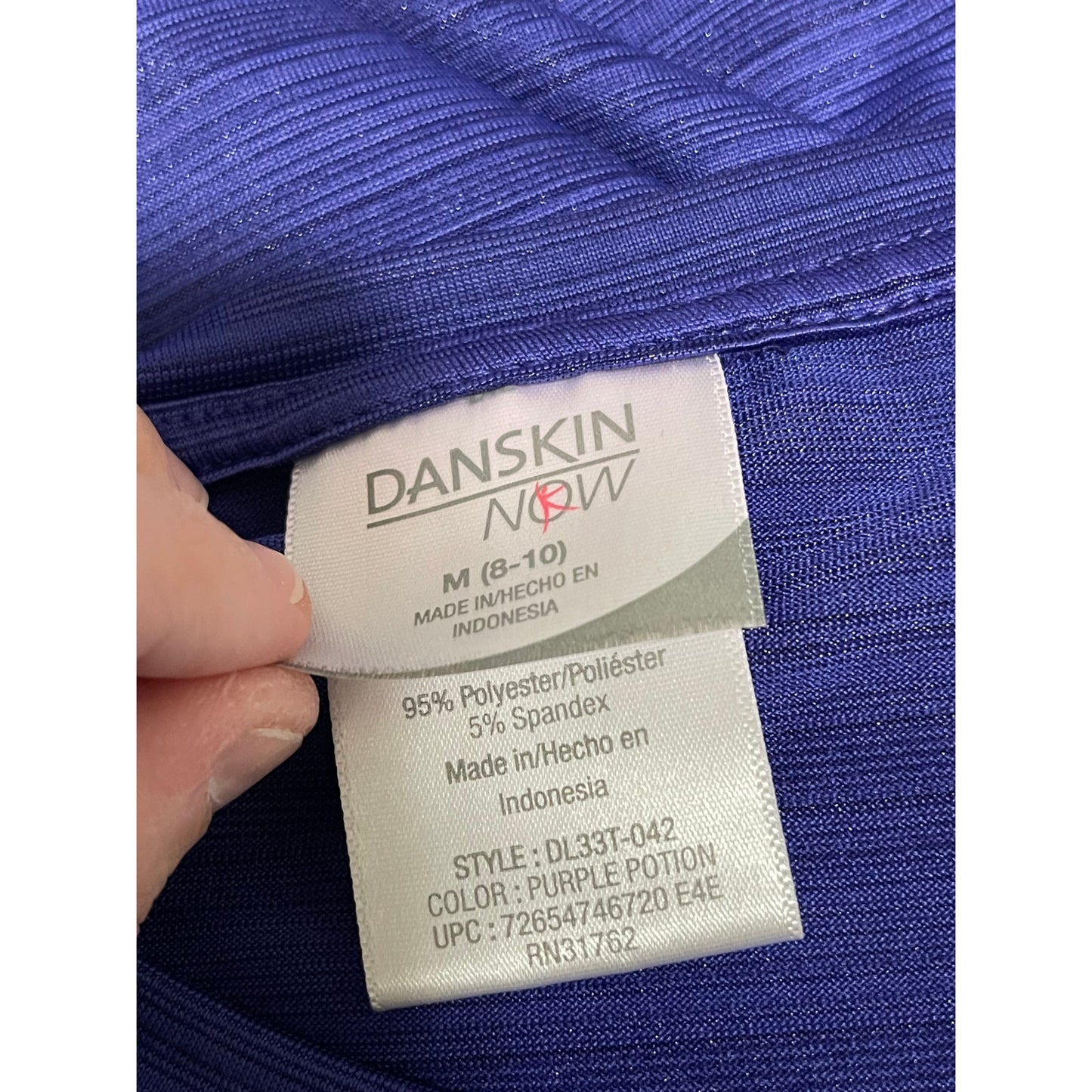 Danskin Now Purple Long Sleeve Athletic Shirt - Size Medium
